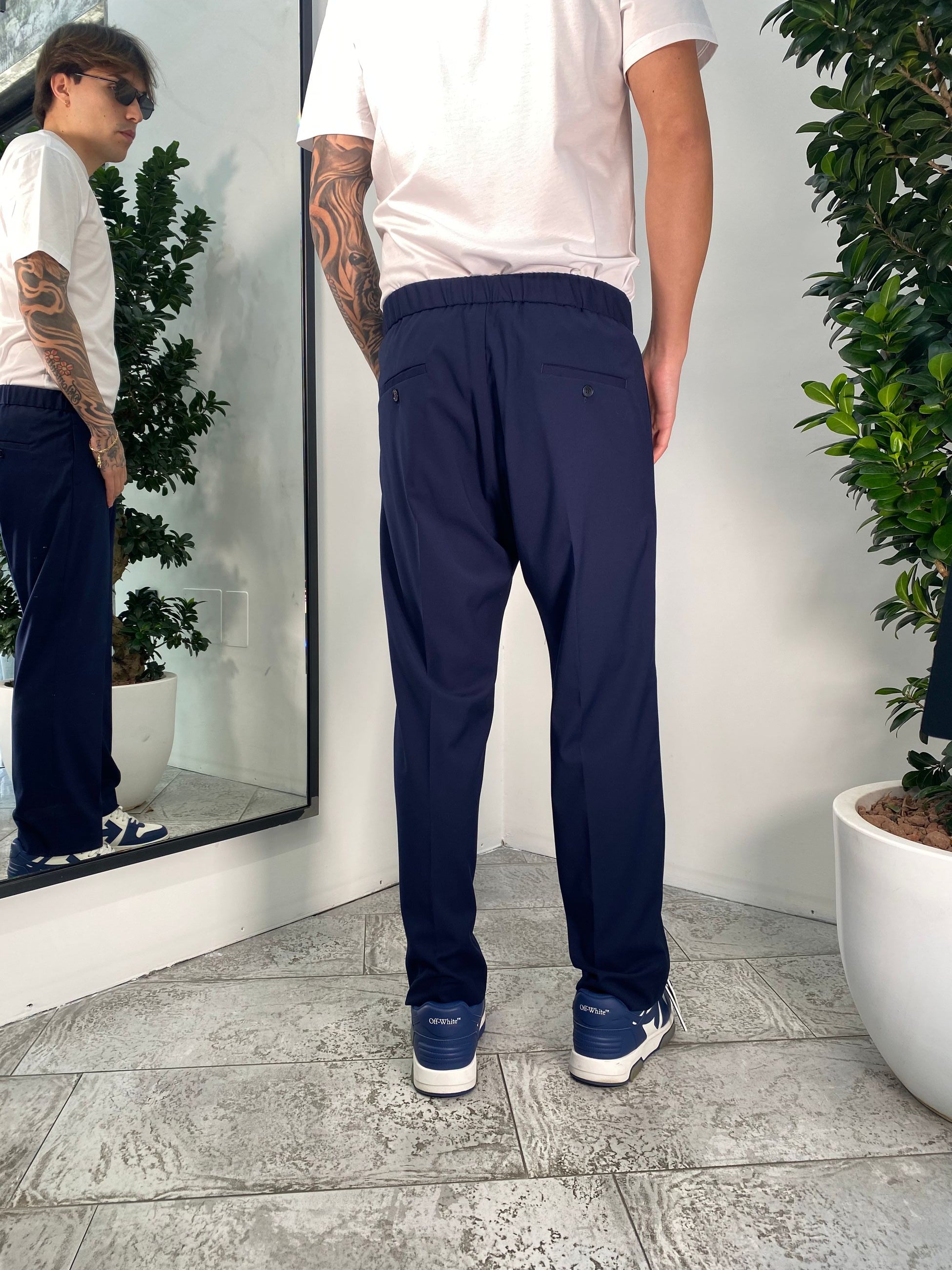 PANTALONE DA COORDINATO GAMBA DRITTA IN POLIVISCOSA CON ELASTICO IN VITA - RELAXED FIT PA3268.BLU