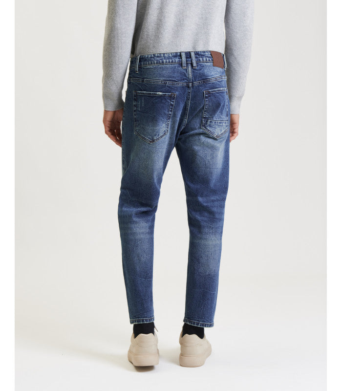 JEANS MIKE 5 TASCHE CON MICRO ABRASIONI - CARROT CROPPED FIT GL6310Q-F25