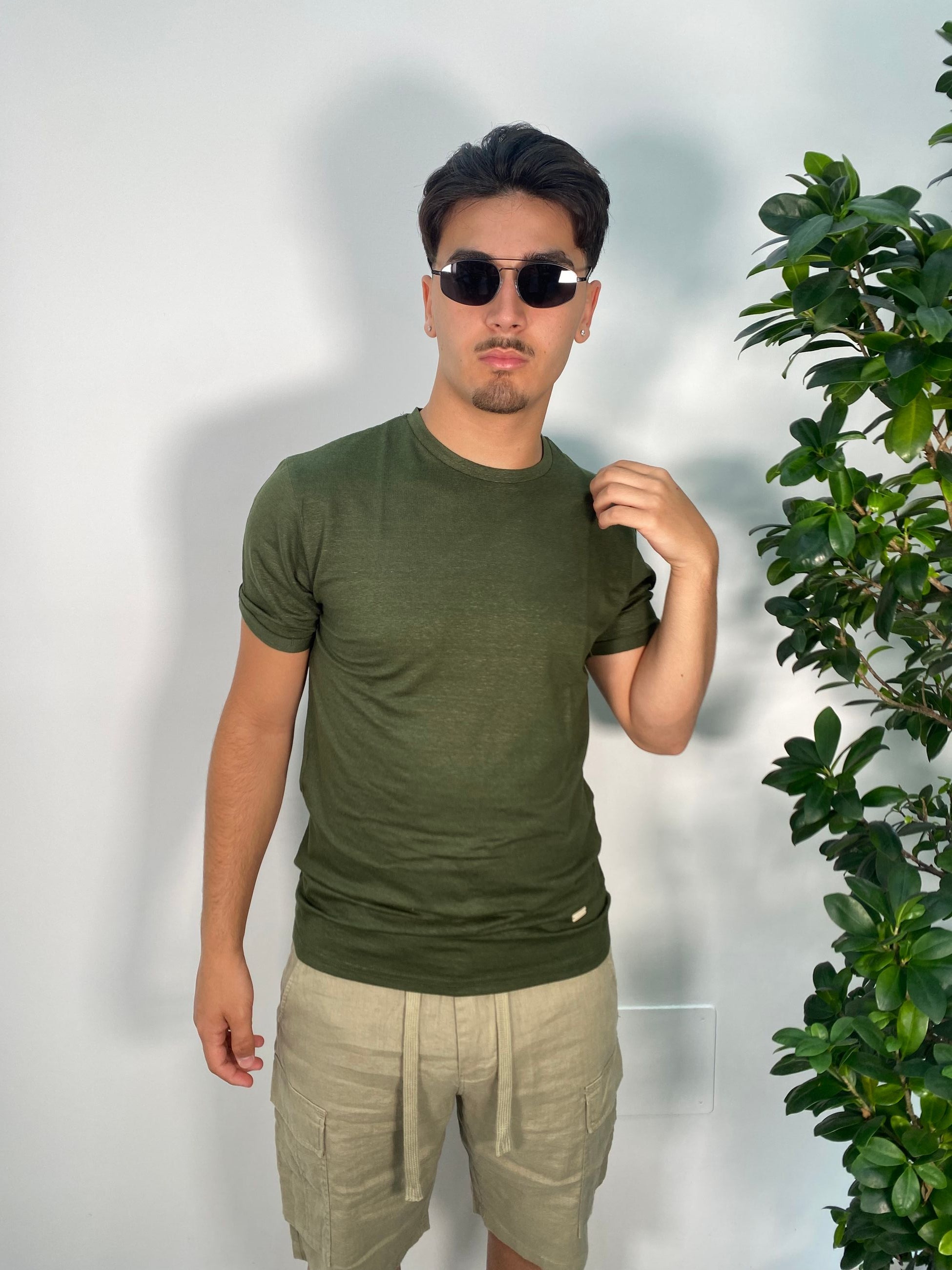 T-SHIRT BASIC IN MISTO LINO/VISCOSA - REGULAR FIT GL2276F.VMIL