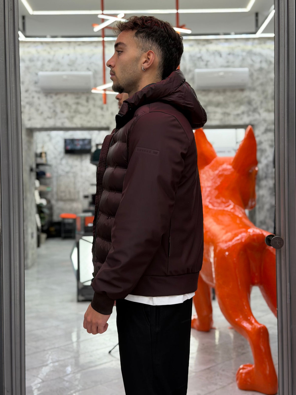 GIUBBINO CON CAPPUCCIO CON MANICHE IN TESSUTO TECNICO - REGULAR FIT GBI1170SS.MEL