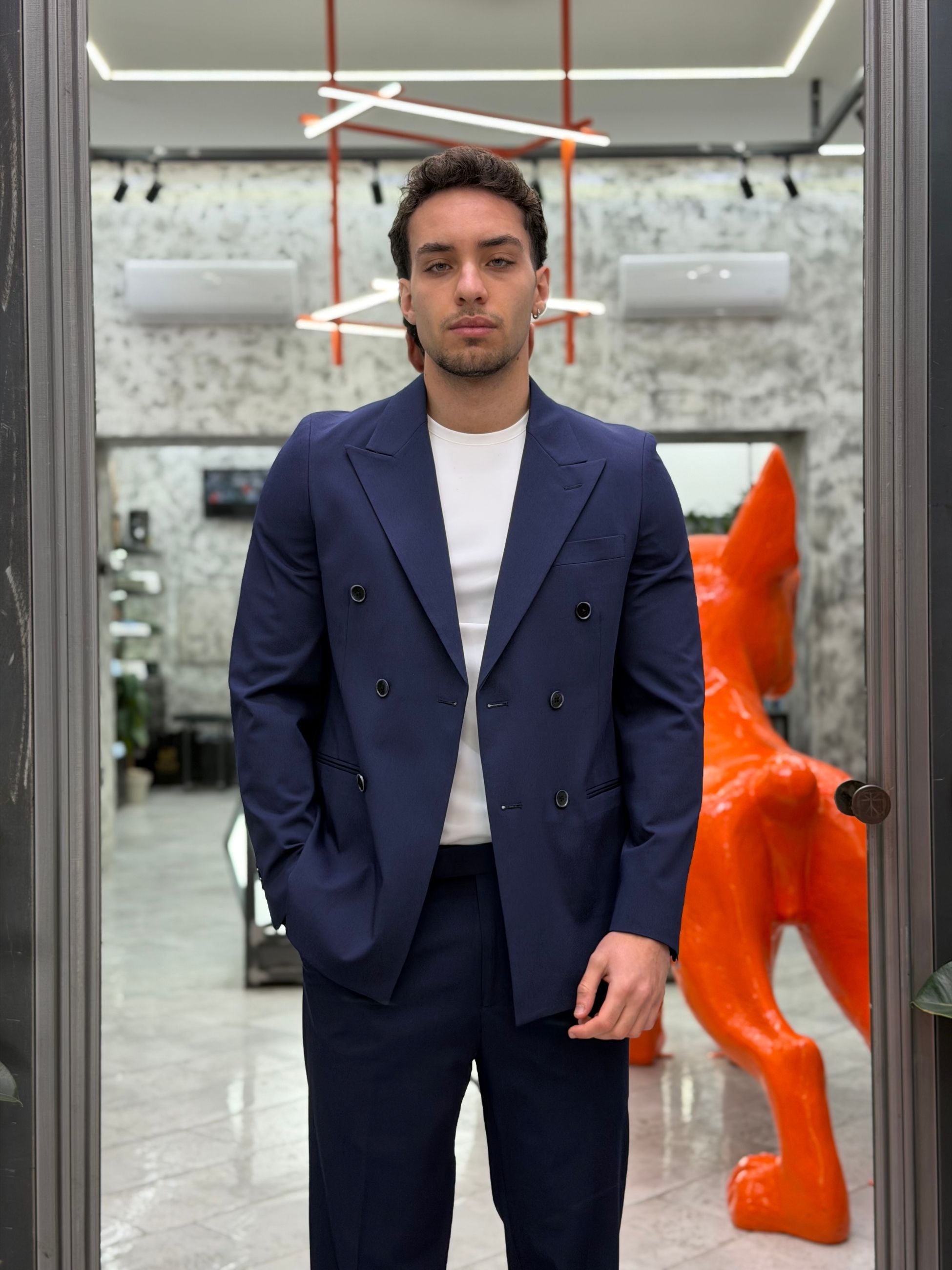 ABITO COMPLETO CON GIACCA DOPPIOPETTO E PANTALONE REGULAR ABE48SS.BLU