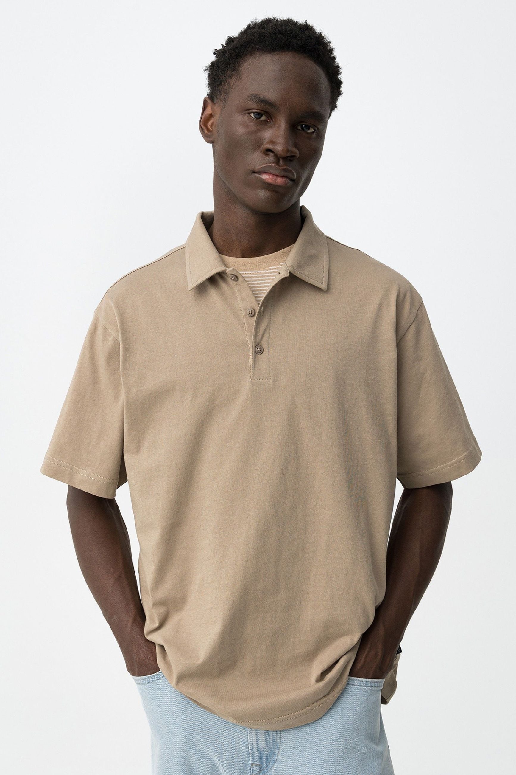 POLO NATHAN MANICA CORTA IN JERSEY DI COTONE - RELAXED FIT 10064584.BEI