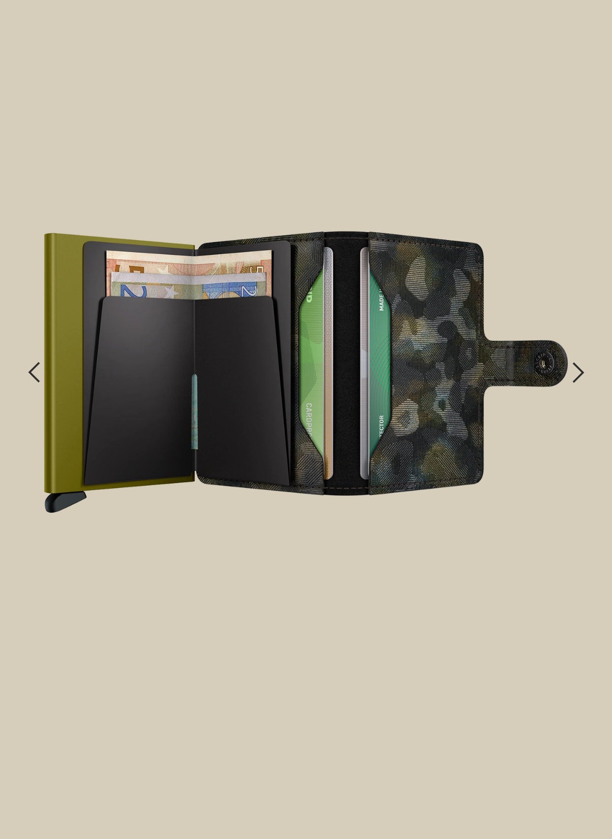 MINIWALLET PORTA CARTE E BANCONOTE IN PELLE CON RILIEVO MIMETICO MULTICOLORE MJU-MOSS