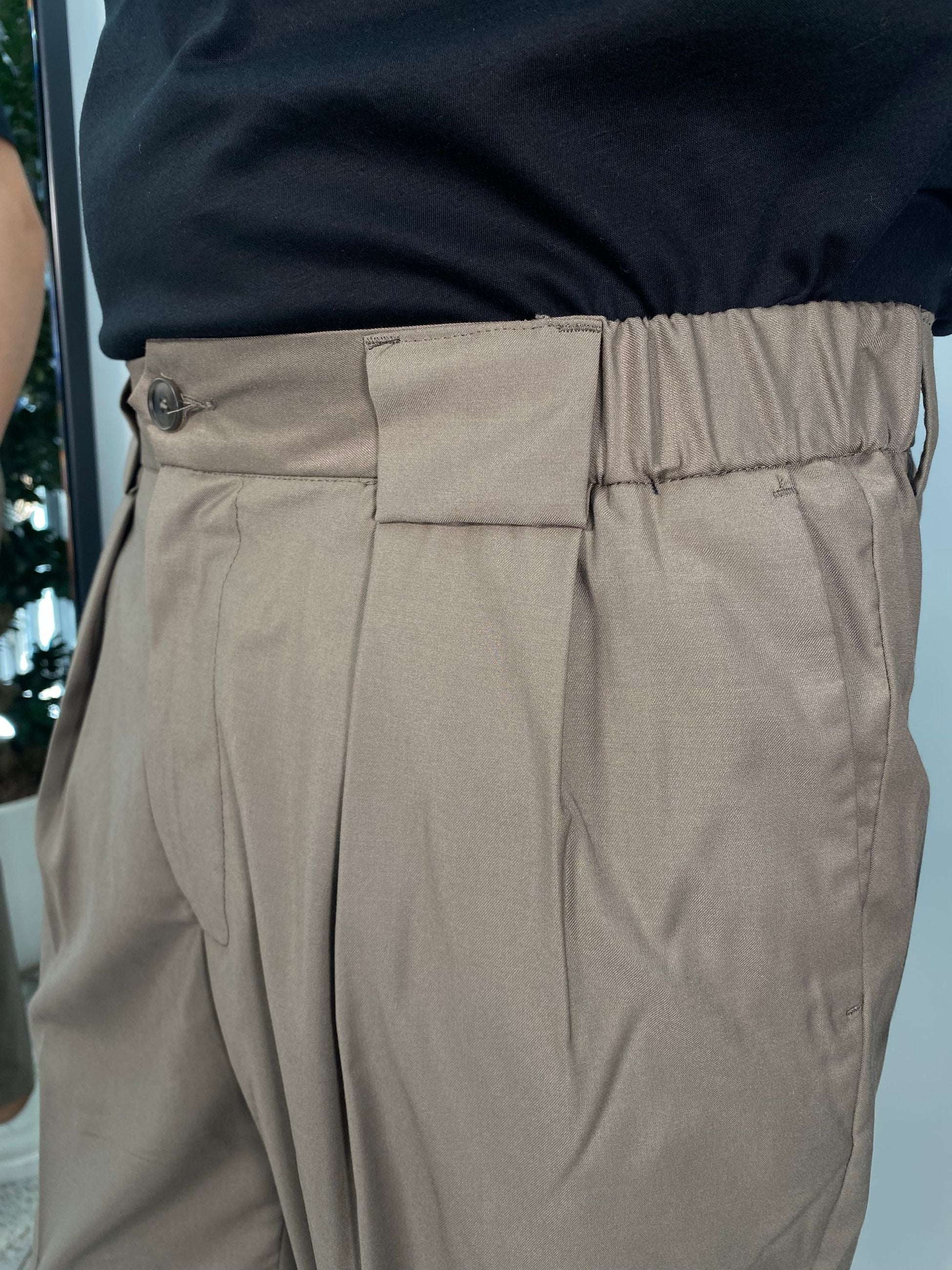 PANTALONE SARTORIALE DA ABITO CON DOPPIA PINCE E COULISSE IN VITA - REGULAR FIT PSE1394SS.FAN