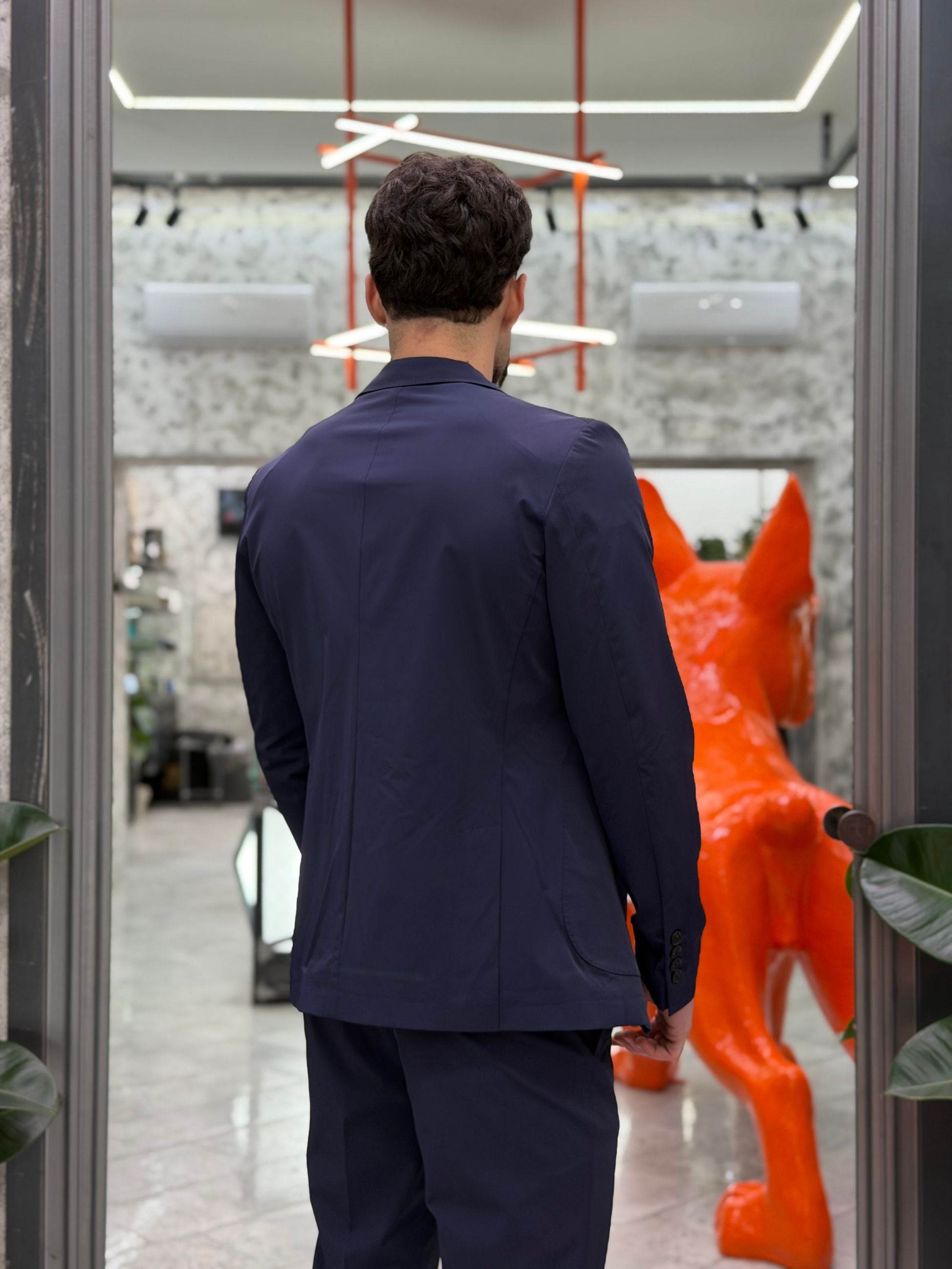 ABITO COMPLETO CON GIACCA MONOPETTO E PANTALONE REGULAR TASCA AMERICA IN LEGGERO TESSUTO ELASTICIZZATO - REGULAR FIT GL3015TRAB.BLU
