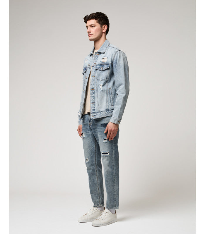 JEANS GRANT IN TELA FERMA CON MACRO ABRASIONI A TOPPA - CARROT FIT GL6339Q