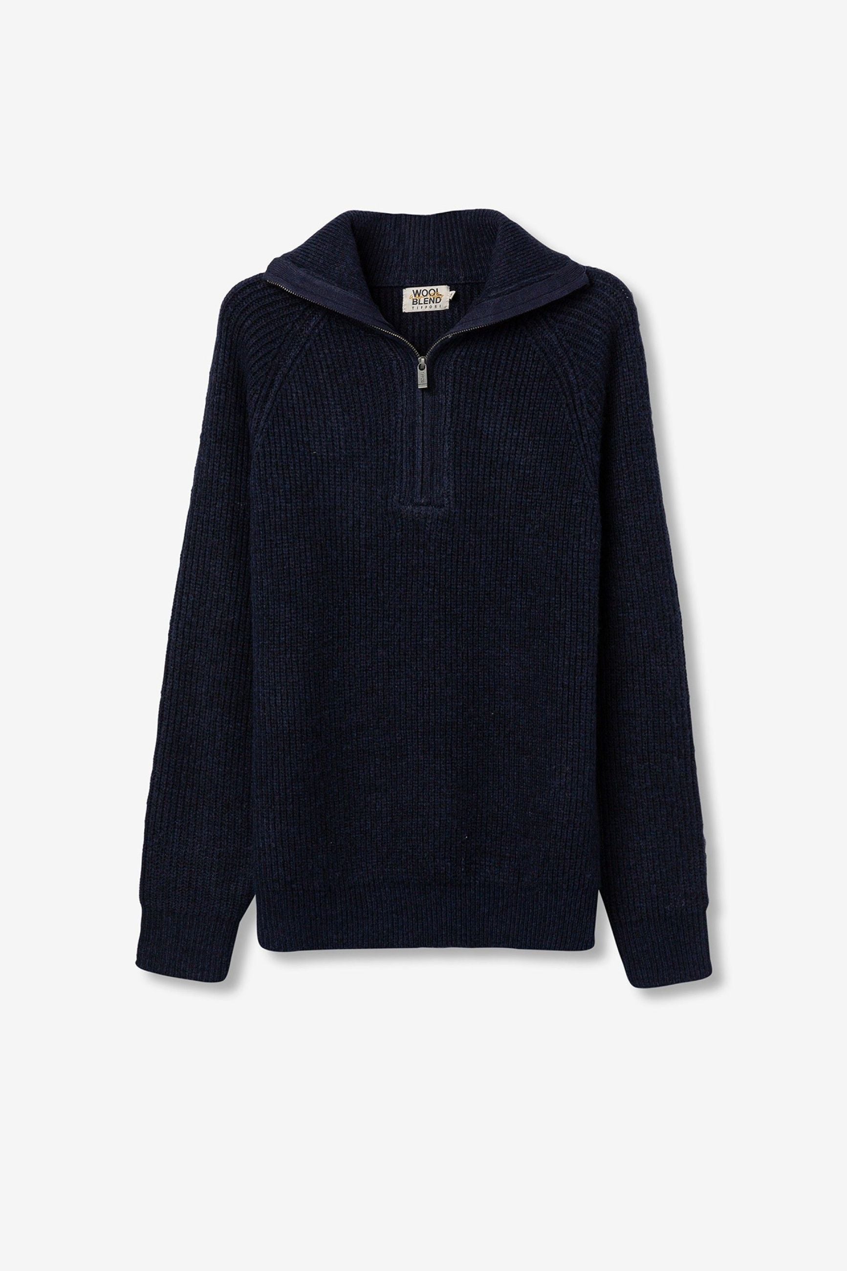 MAGLIA MEZZA ZIP JAVIER IN MISTO LANA - REGULAR FIT 10062246.BLU