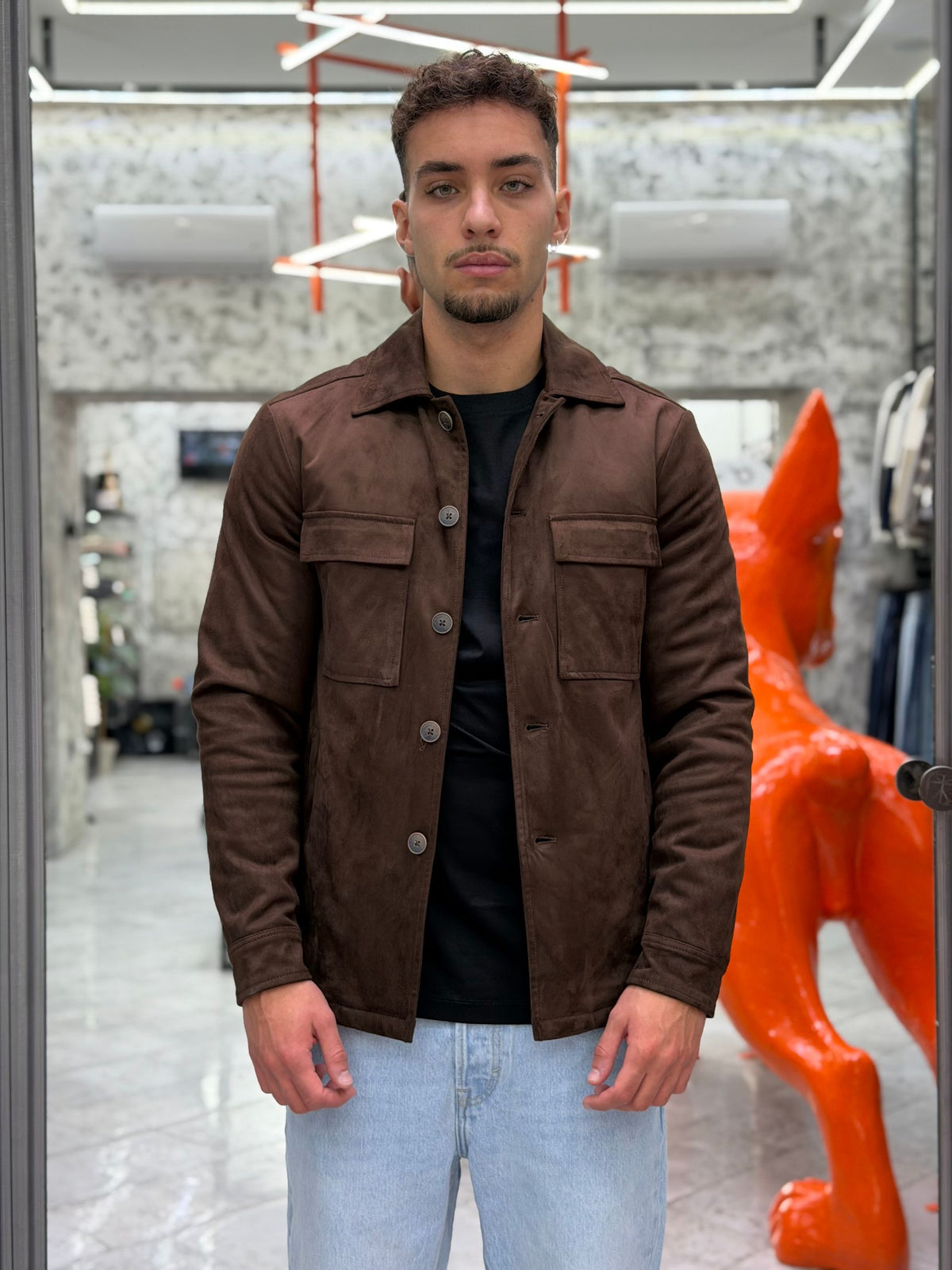 GIUBBINO IMBOTTITO MODELLO OVERSHIRT IN ECORENNA CON TASCHE APPLICATE - REGULAR FIT GL9827-F26.COF