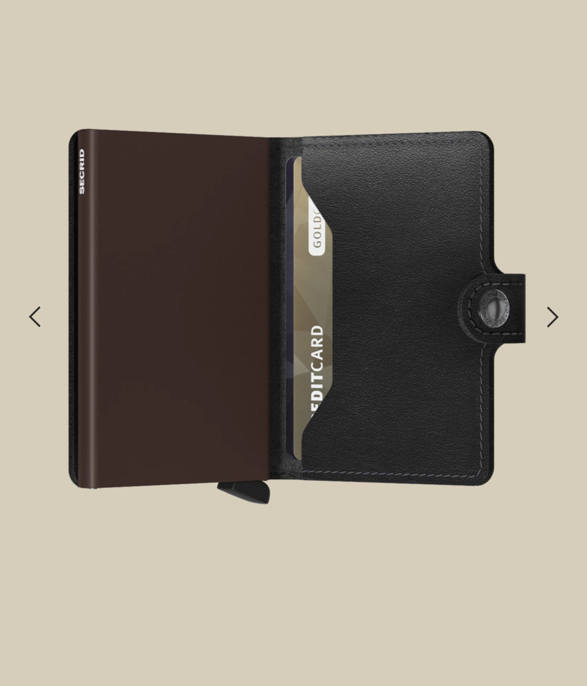 MINIWALLET PORTA CARTE E BANCONOTE IN MORBIDA PELLE LISCIA E LUCIDA CON CUCITURE IN CONTRASTO M-BLACK-BROWN