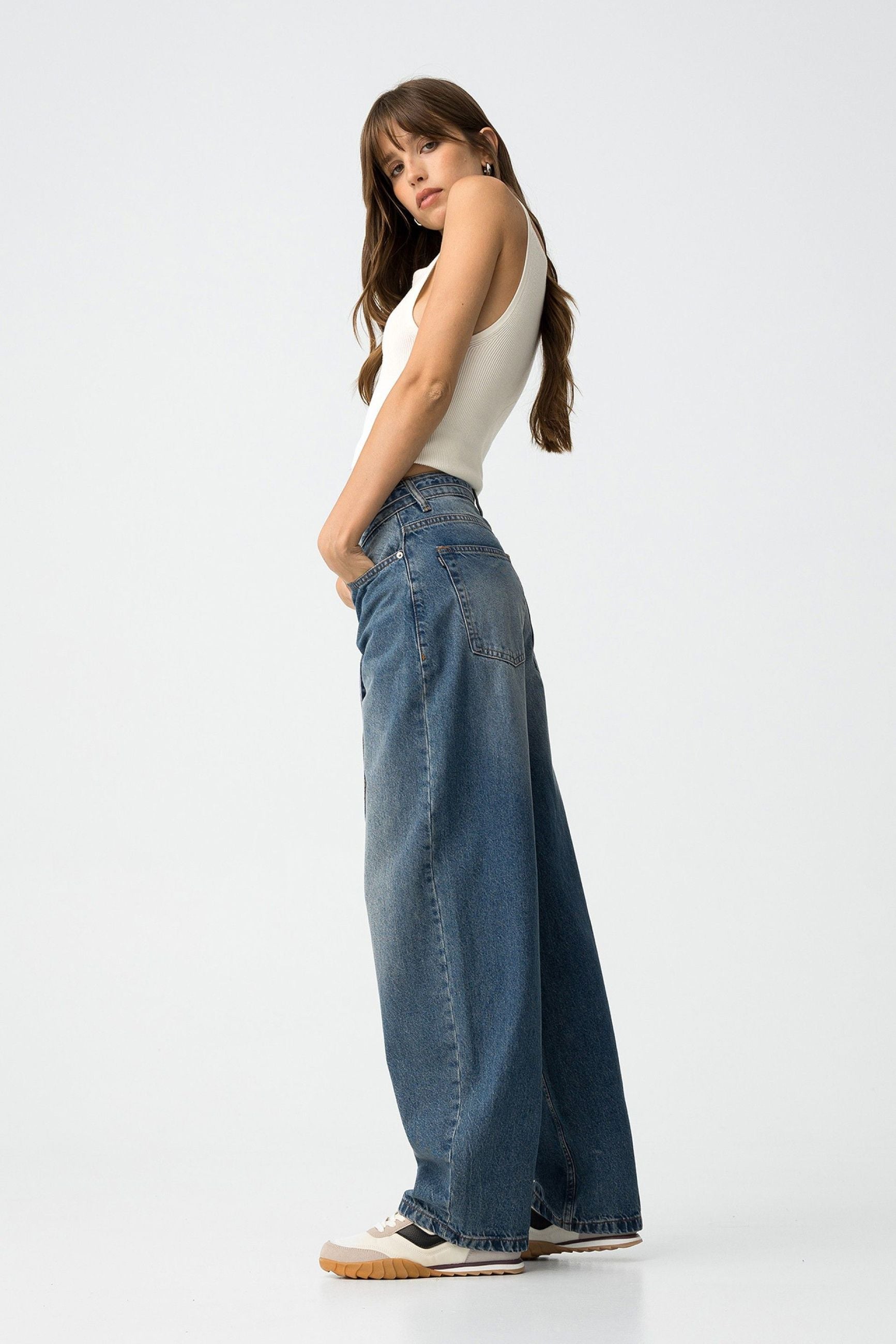 JEANS AVA_2 A VITA ALTA CON GAMBA A PALLONCINO E CINTURA RIMOVIBILE - BALLOON FIT 10062766