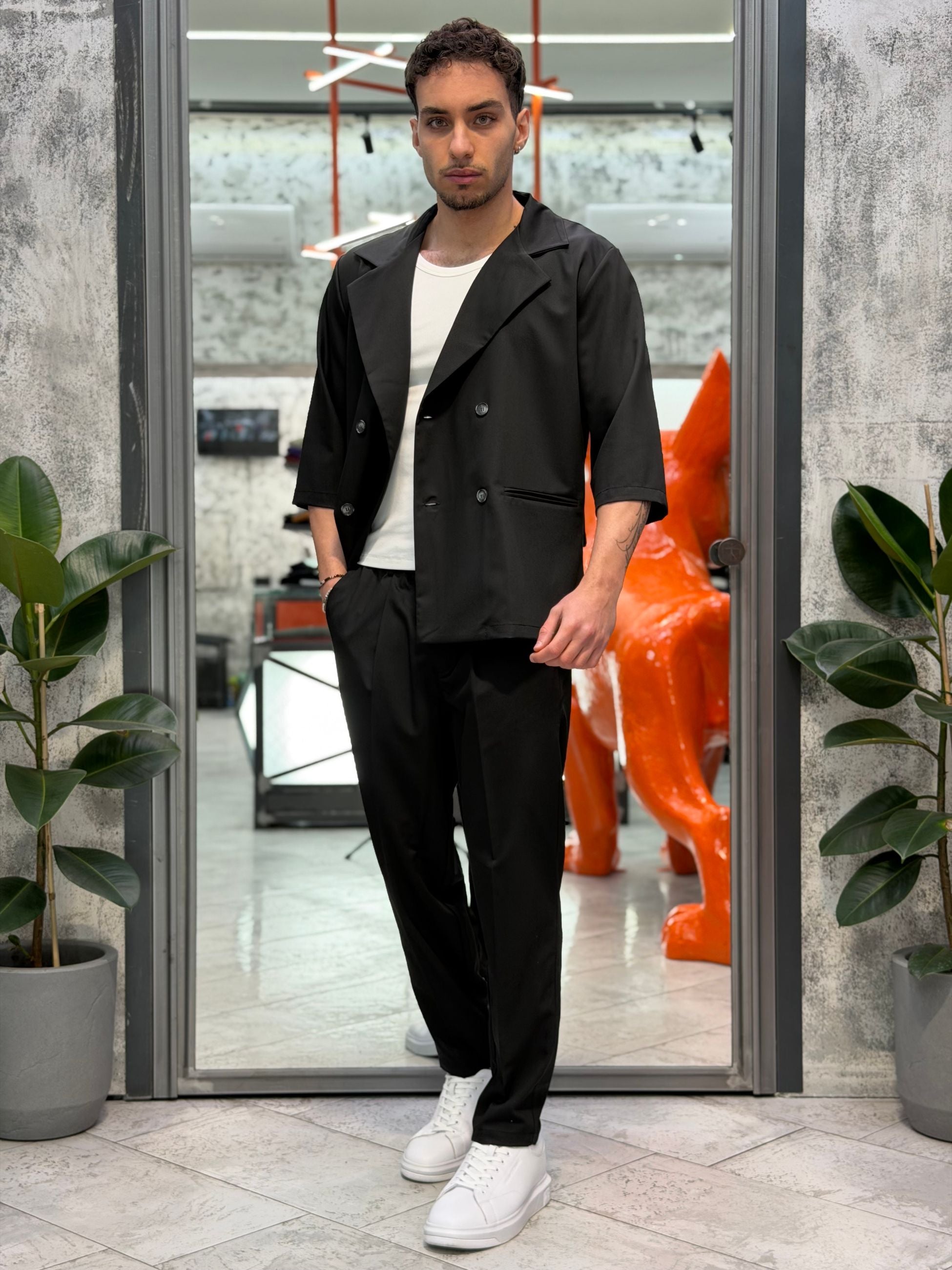 PANTALONE DA COMPLETO TASCA AMERICA CON COULISSE IN VITA - COMFORT FIT GL004LT.NER