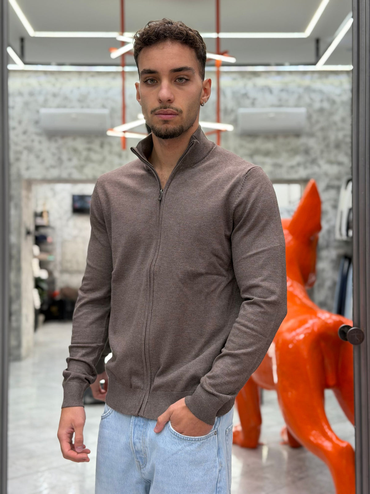 MAGLIA APERTA CON ZIP IN MISTO LANA/VISCOSA - SLIM FIT MK20016.TOR