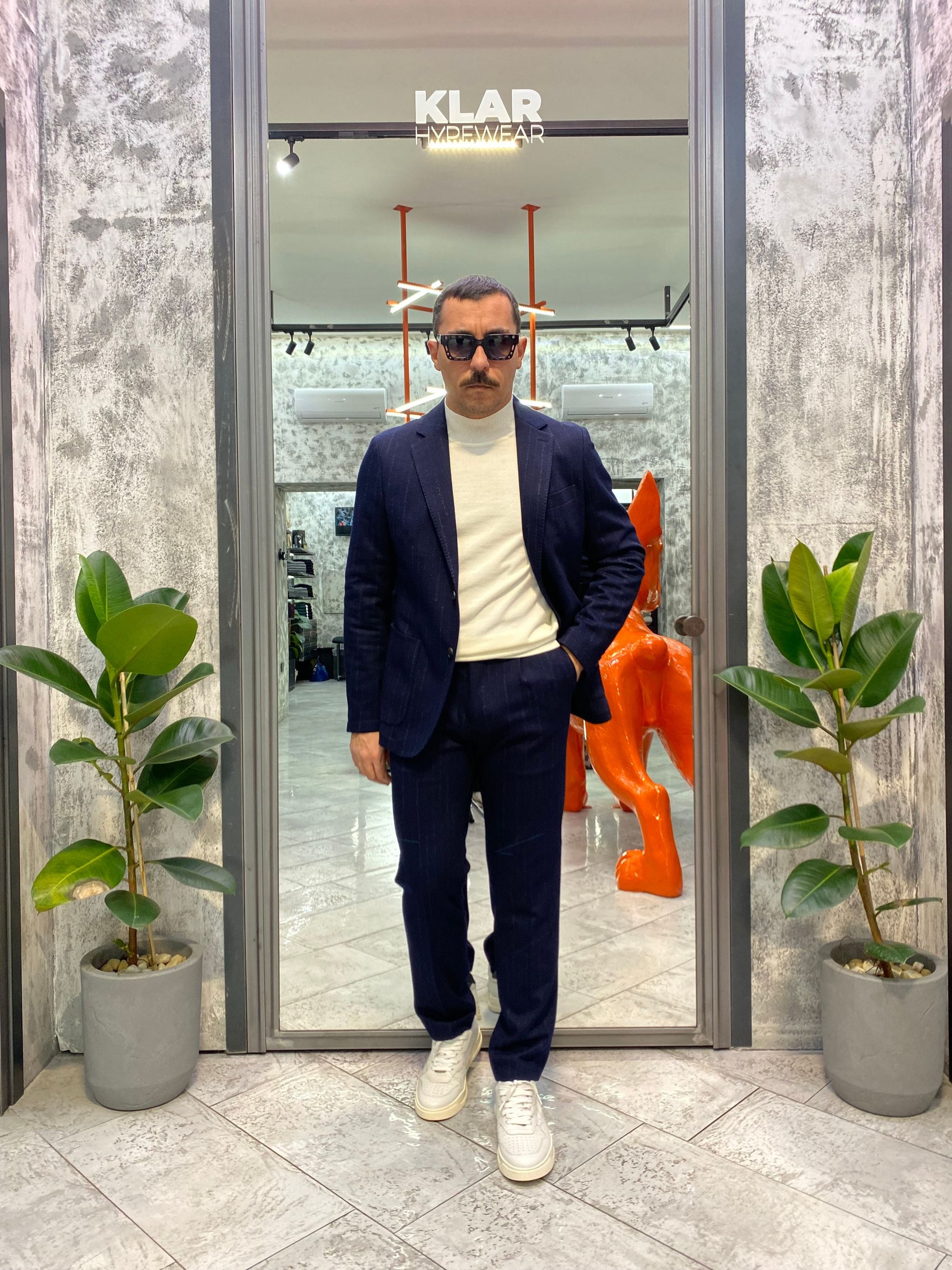 PANTALONE SARTORIALE DA COMPLETO IN FANTASIA GESSATO DEGRADE' - REGULAR FIT PSI1466SS.BLU