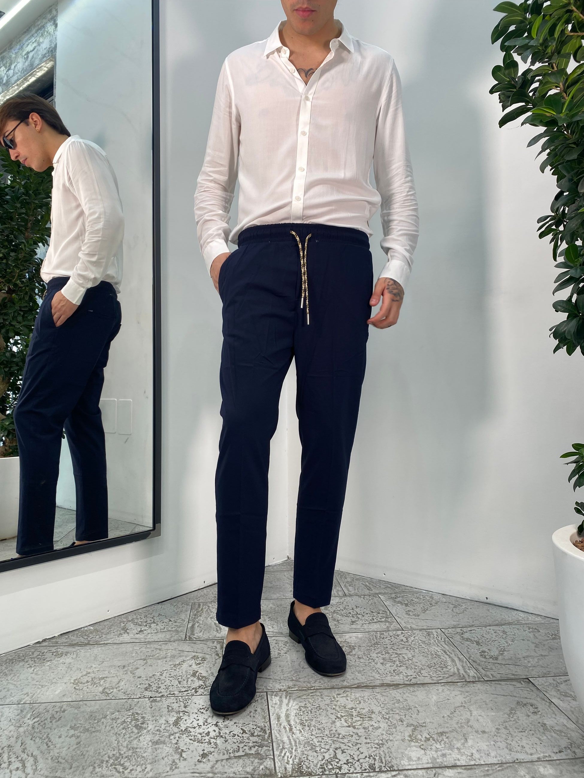 PANTALACCIO TASCA AMERICA IN MORBIDA E LEGGERA VISCOSA - REGULAR FIT GL003BD-S25.BLU