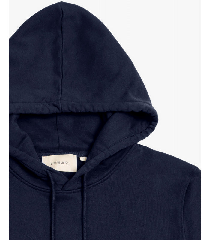 FELPA BASIC CON CAPPUCCIO E TASCONE FRONTALE - REGULAR FIT GL2242F-F25.BLU