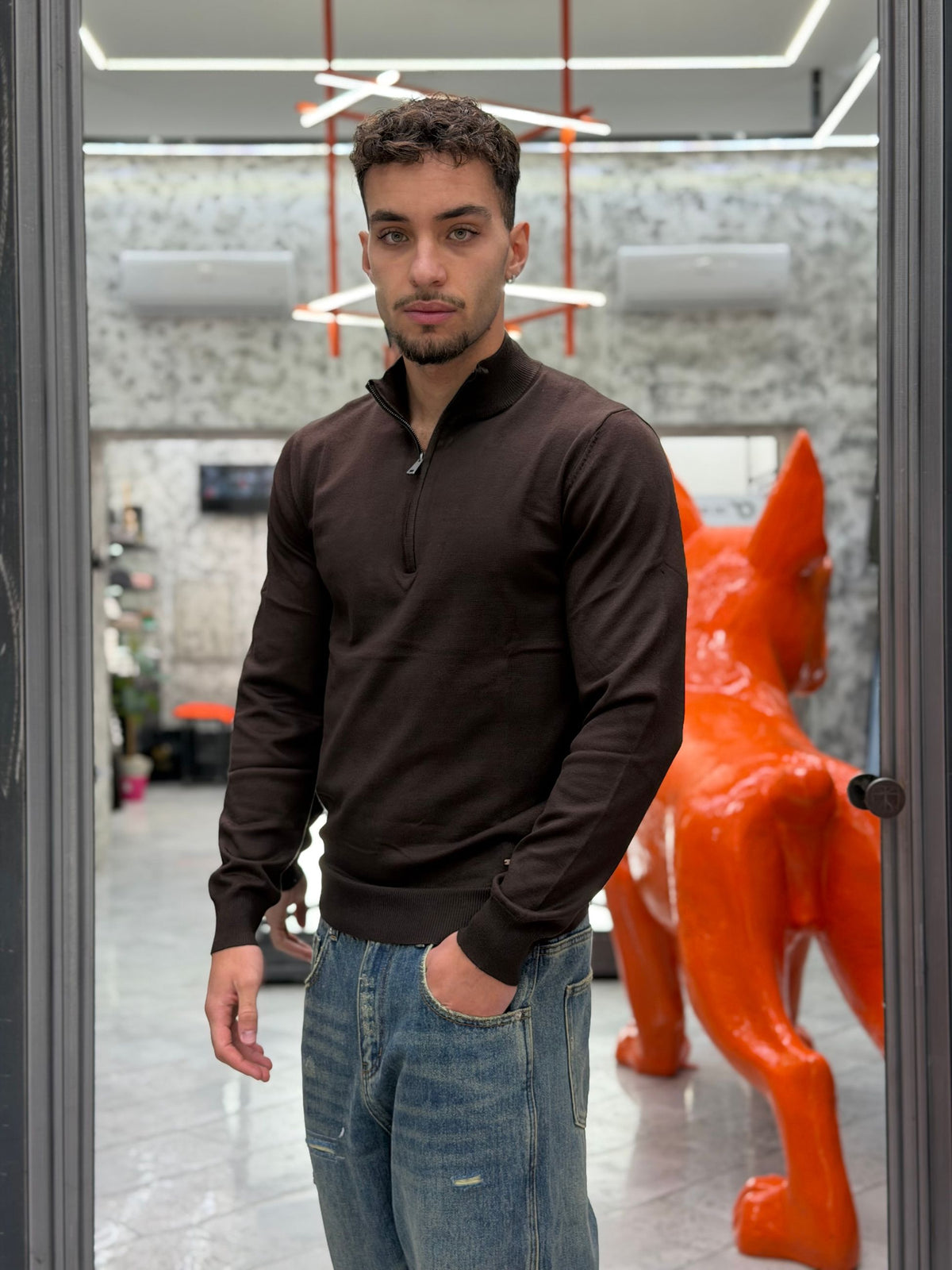 MAGLIA LUPETTO MEZZA ZIP IN MORBIDA VISCOSA - REGULAR FIT GL35136GZ-F26.COF