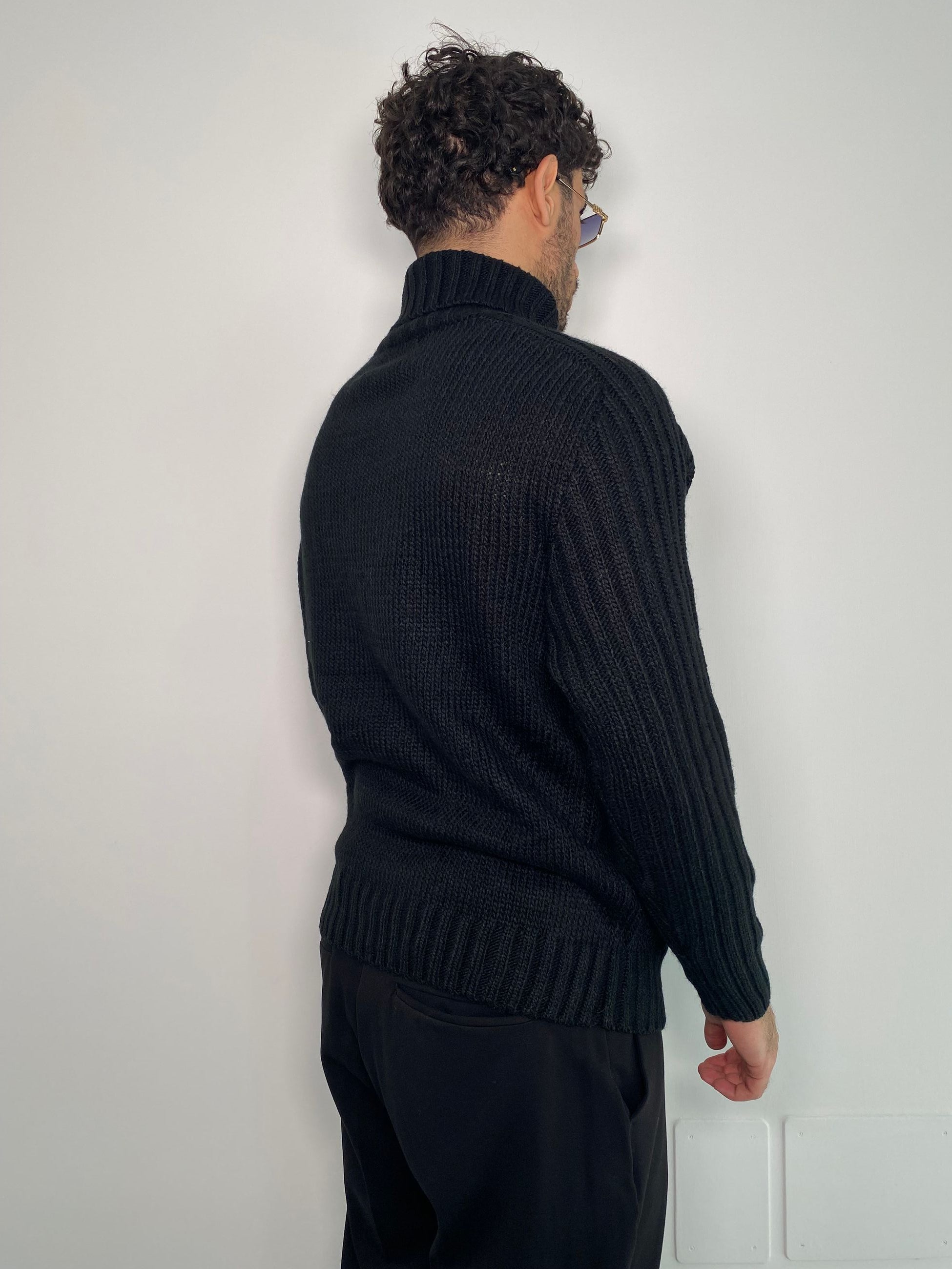 MAGLIA DOLCEVITA IN MISTO LANA TRAMA TRECCIA CON RICAMI