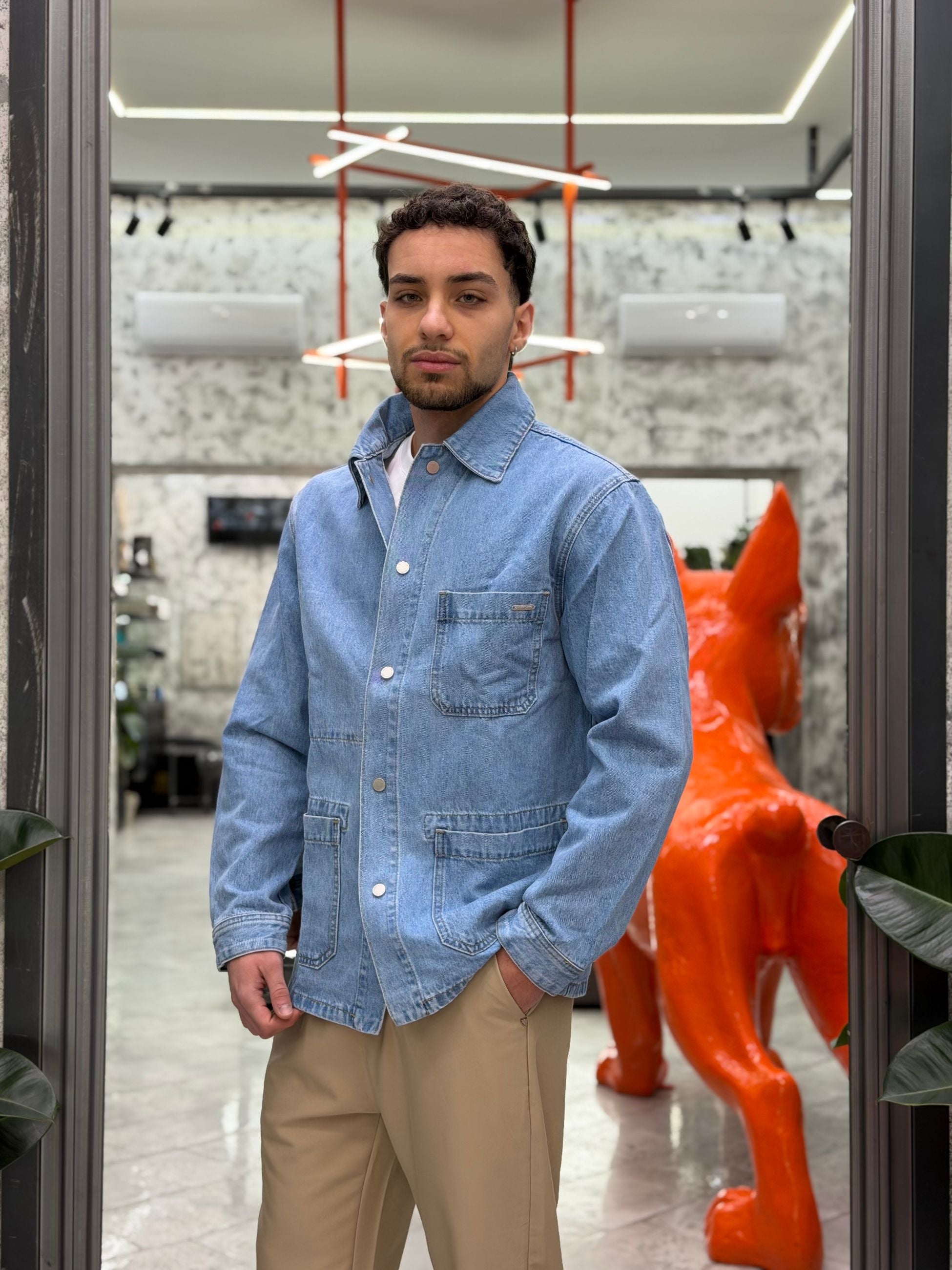 OVERSHIRT IN DENIM TAGLIO GIACCA CON TASCHE A TOPPA - REGULAR FIT GL2532YH.DEN