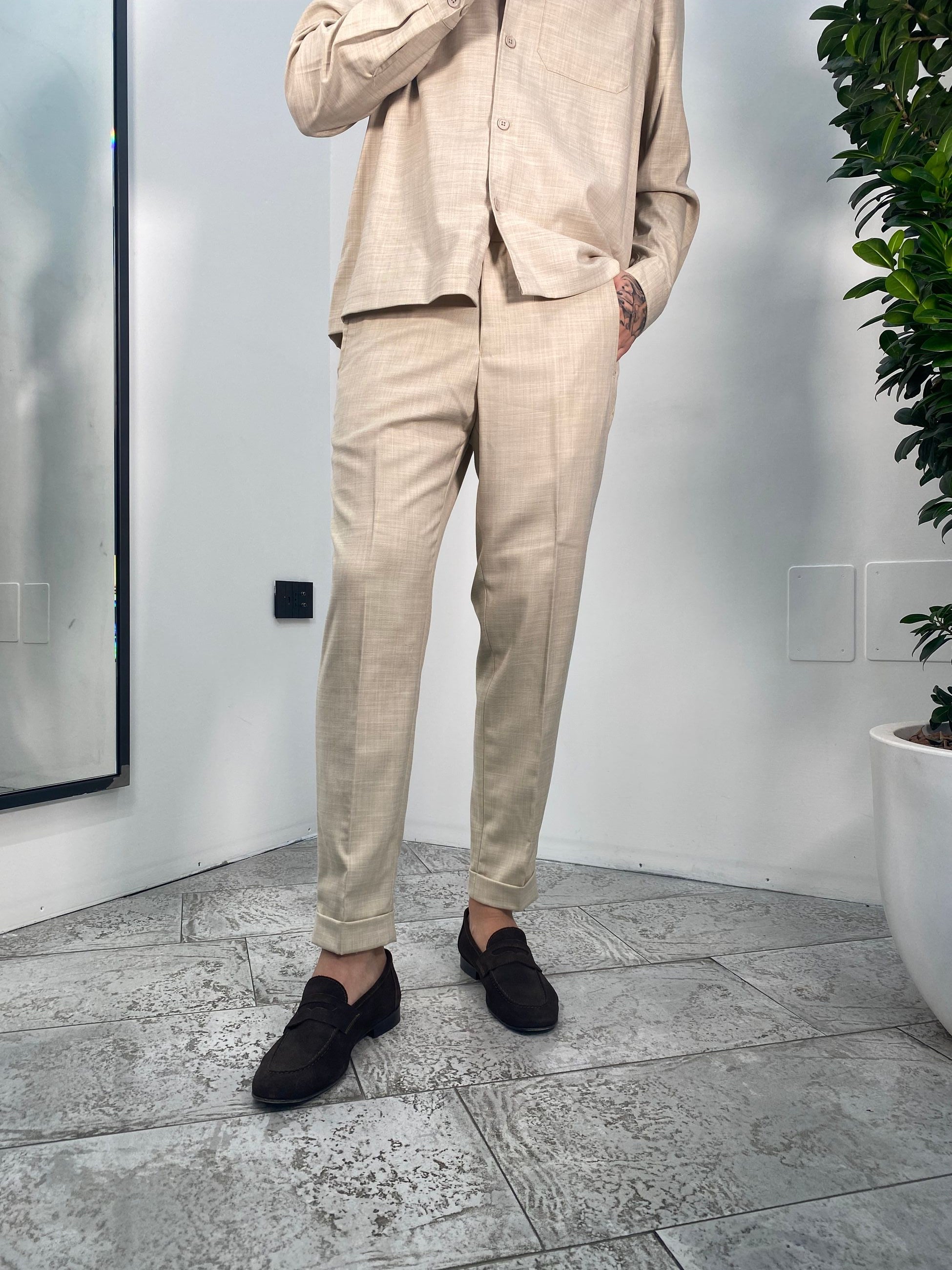 PANTALONE DA COORDINATO IN TESSUTO FIAMMATO CON ELASTICO IN VITA - REGULAR FIT PSE1392SS.ECR