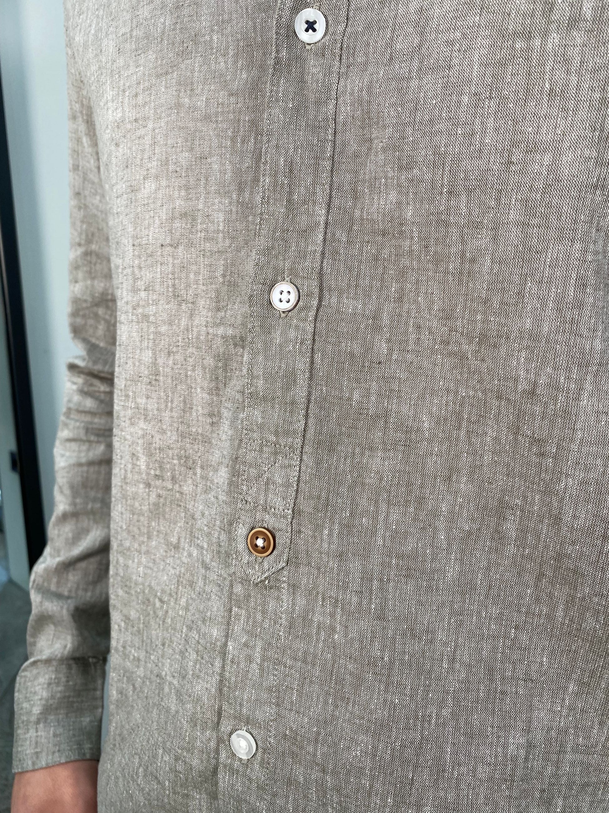 CAMICIA COREANA MANICA LUNGA IN MISTO LINO FIAMMATO - REGULAR FIT CE989SS.SALV