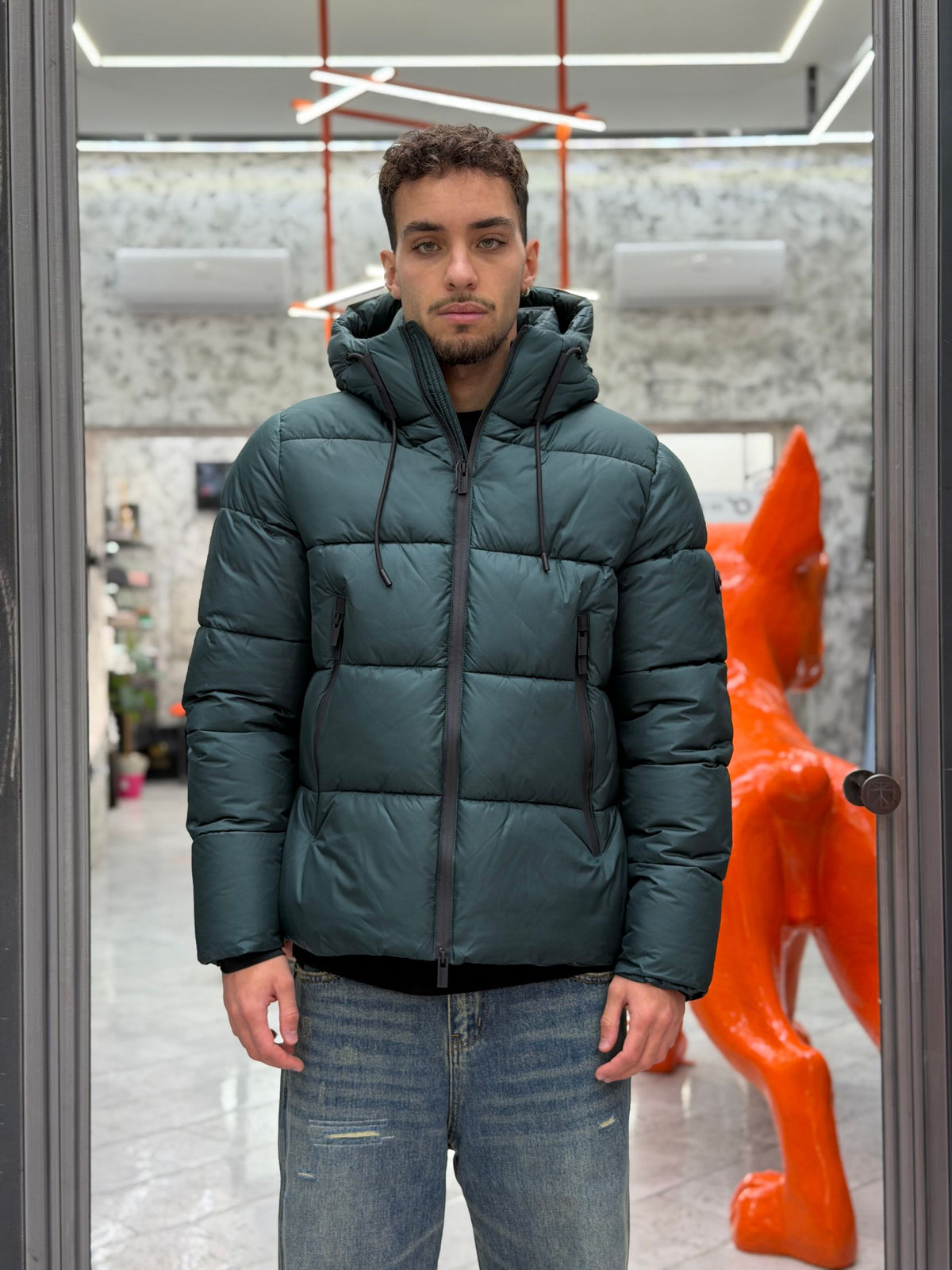 GIUBBINO PUFFER CORTO IN MICROFIBRA STRETCH - REGULAR FIT MK2940053.BOS