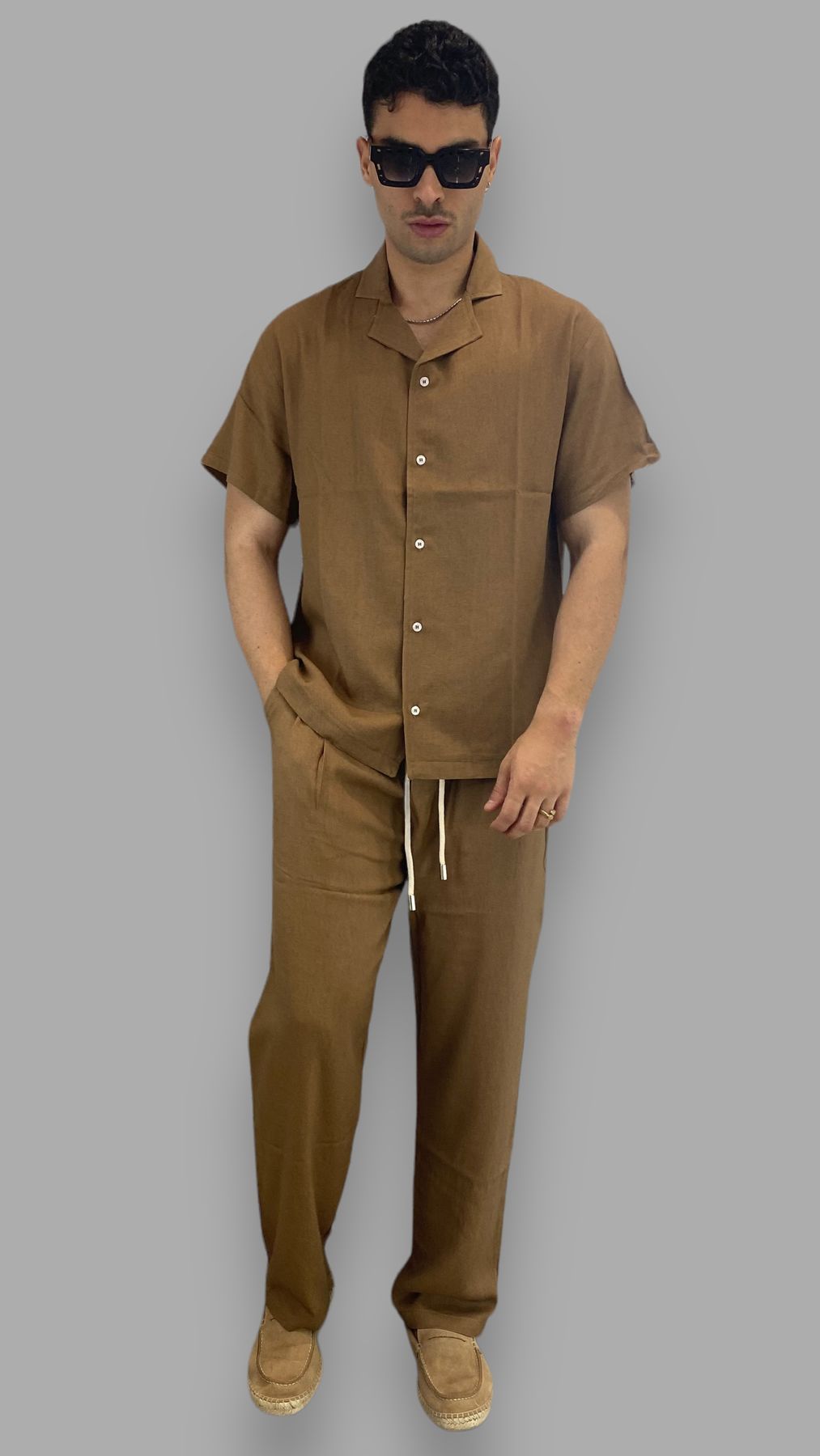 CAMICIA BOWLING MEZZA MANICA DA COORDINATO IN MISTO LINO - OVERSIZE FIT