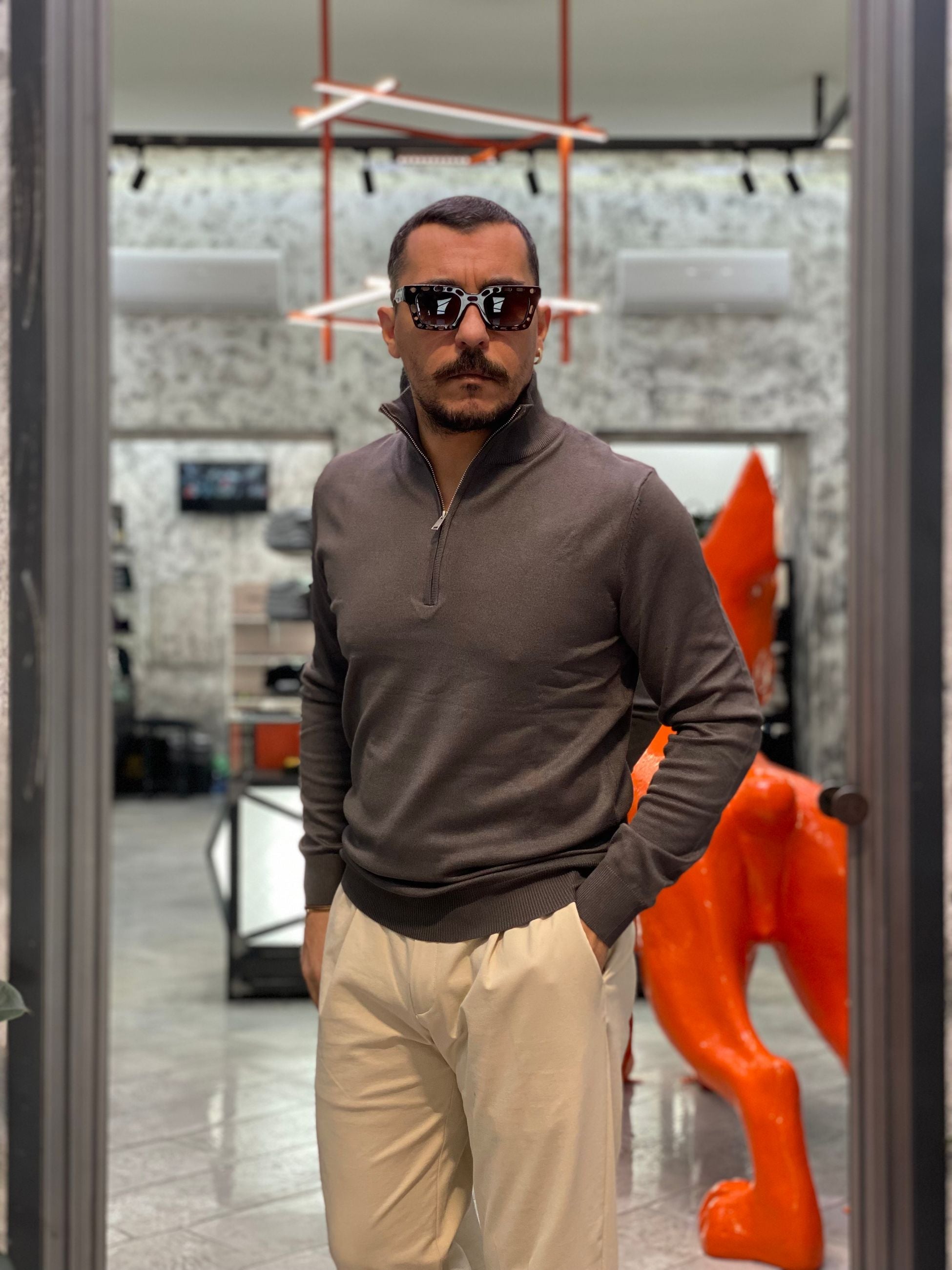 MAGLIA LUPETTO MEZZA ZIP IN MORBIDA VISCOSA - REGULAR FIT GL35136GZ-F25.VMIL