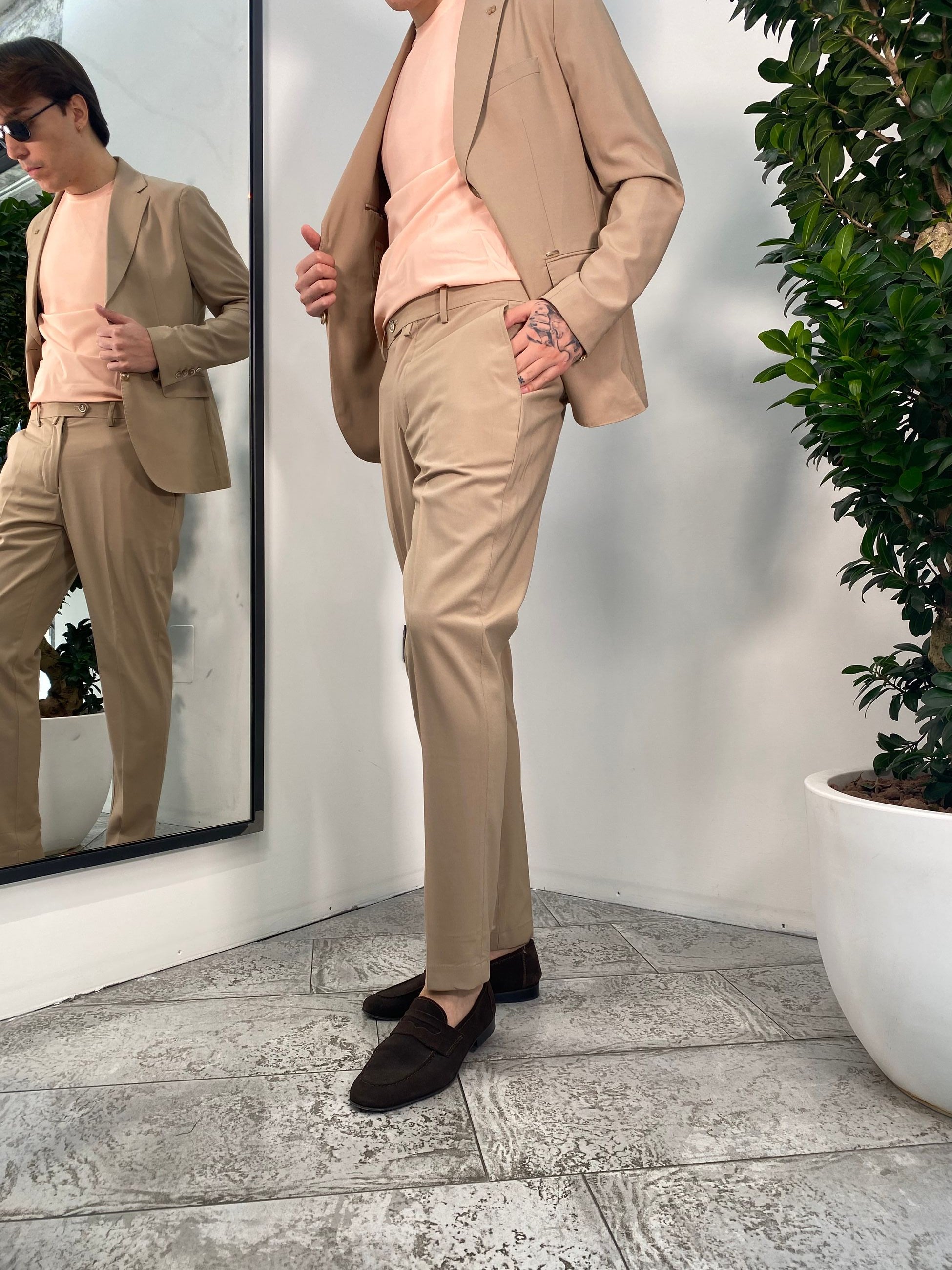 ABITO COMPLETO IN LEGGERISSIMA FIBRA DI BAMBU' CON GIACCA MONOPETTO E PANTALONE SARTORIALE - REGULAR FIT GL7031HAB.CAM