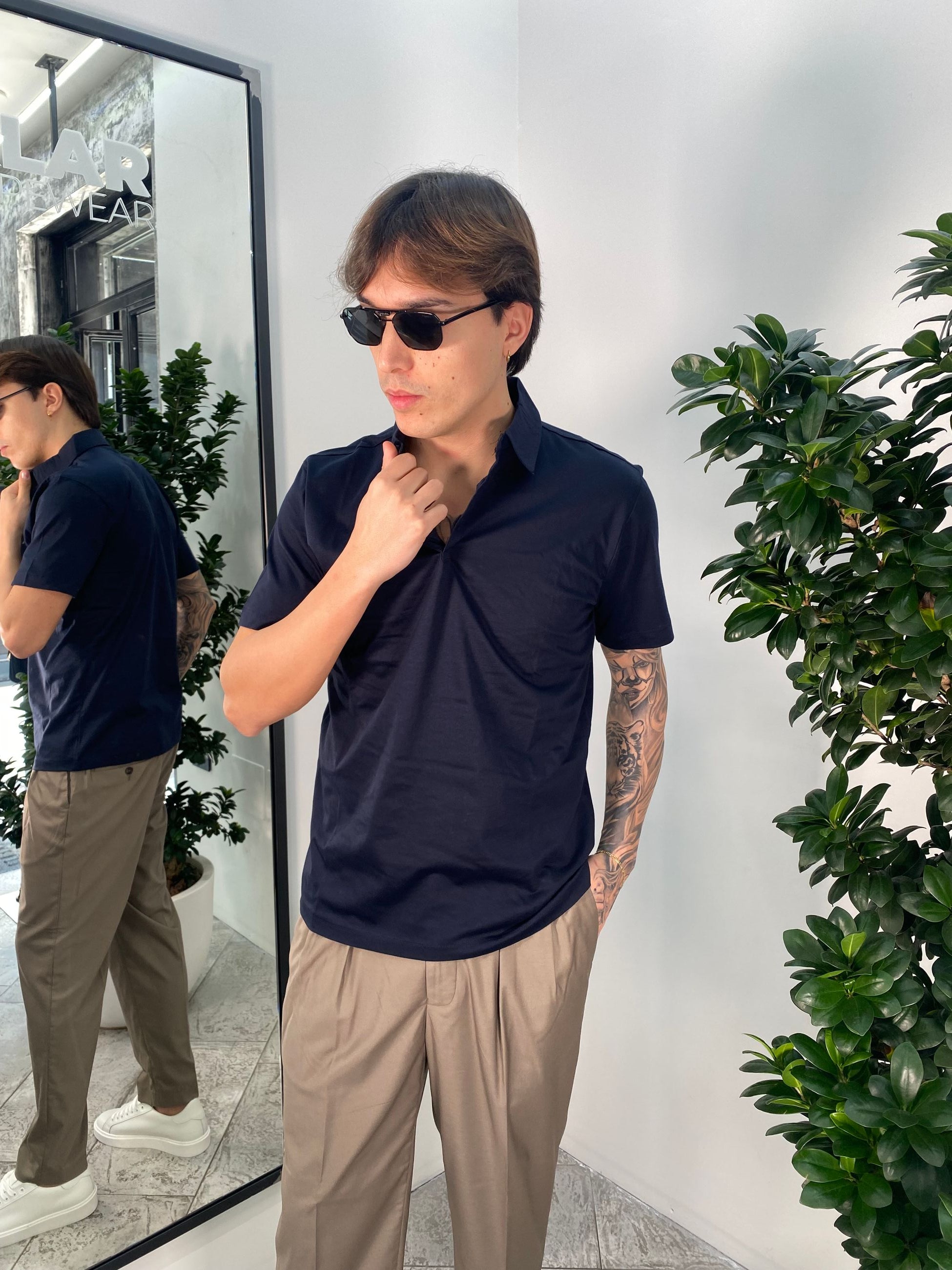 POLO MANICA CORTA 3 BOTTONI IN COTONE MERCERIZZATO - REGULAR FIT PE2924SS.BLU