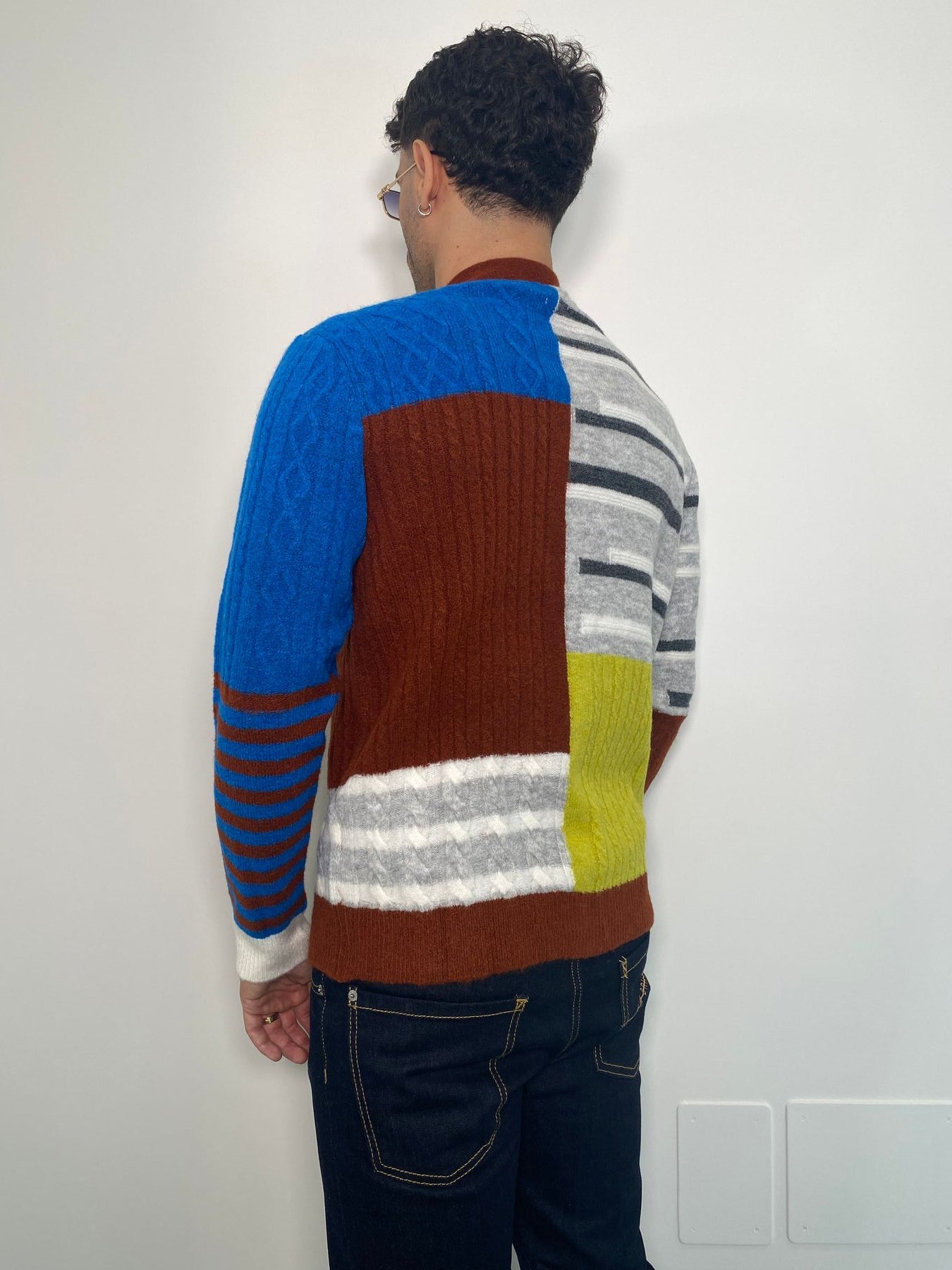CARDIGAN IN MISTO LANA EFFETTO PATCHWORK - REGULAR FIT
