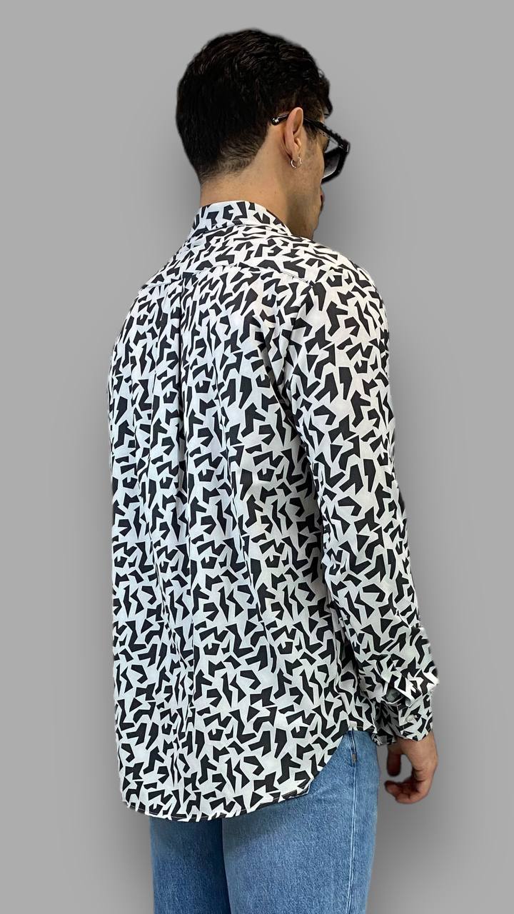 CAMICIA IN VISCOSA FANTASIA GEOMETRICA - OVERSIZE FIT