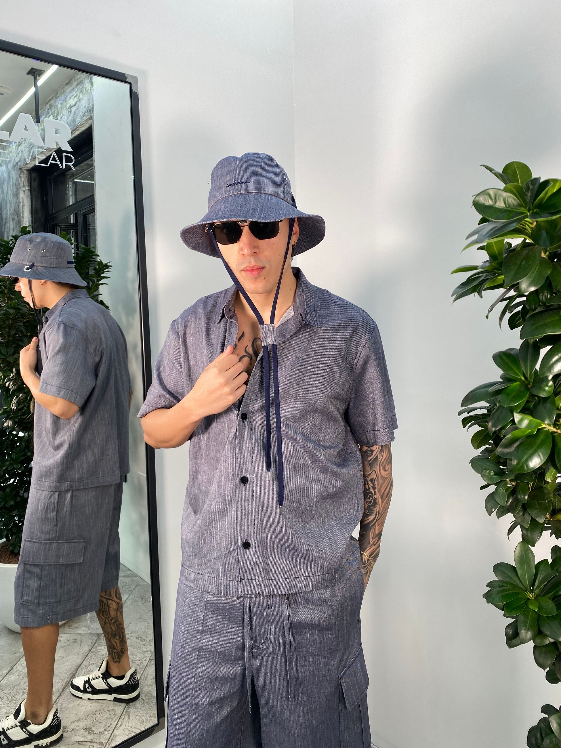 CAPPELLO BUCKET CON LACCIO EFFETTO DENIM CAP3377