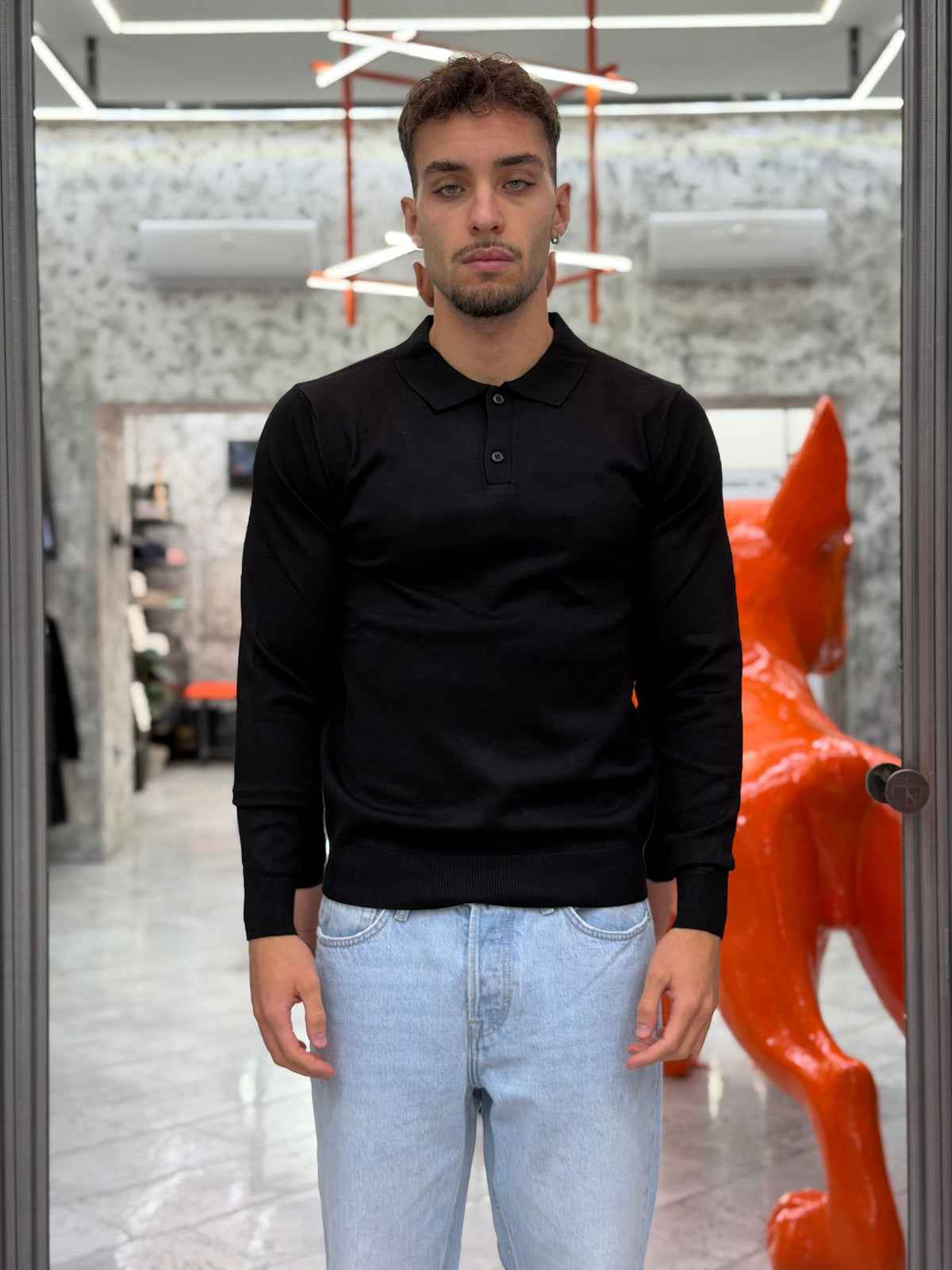 POLO MANICA LUNGA BASIC 2 BOTTONI IN MORBIDA VISCOSA - REGULAR FIT MI3331SS.NER