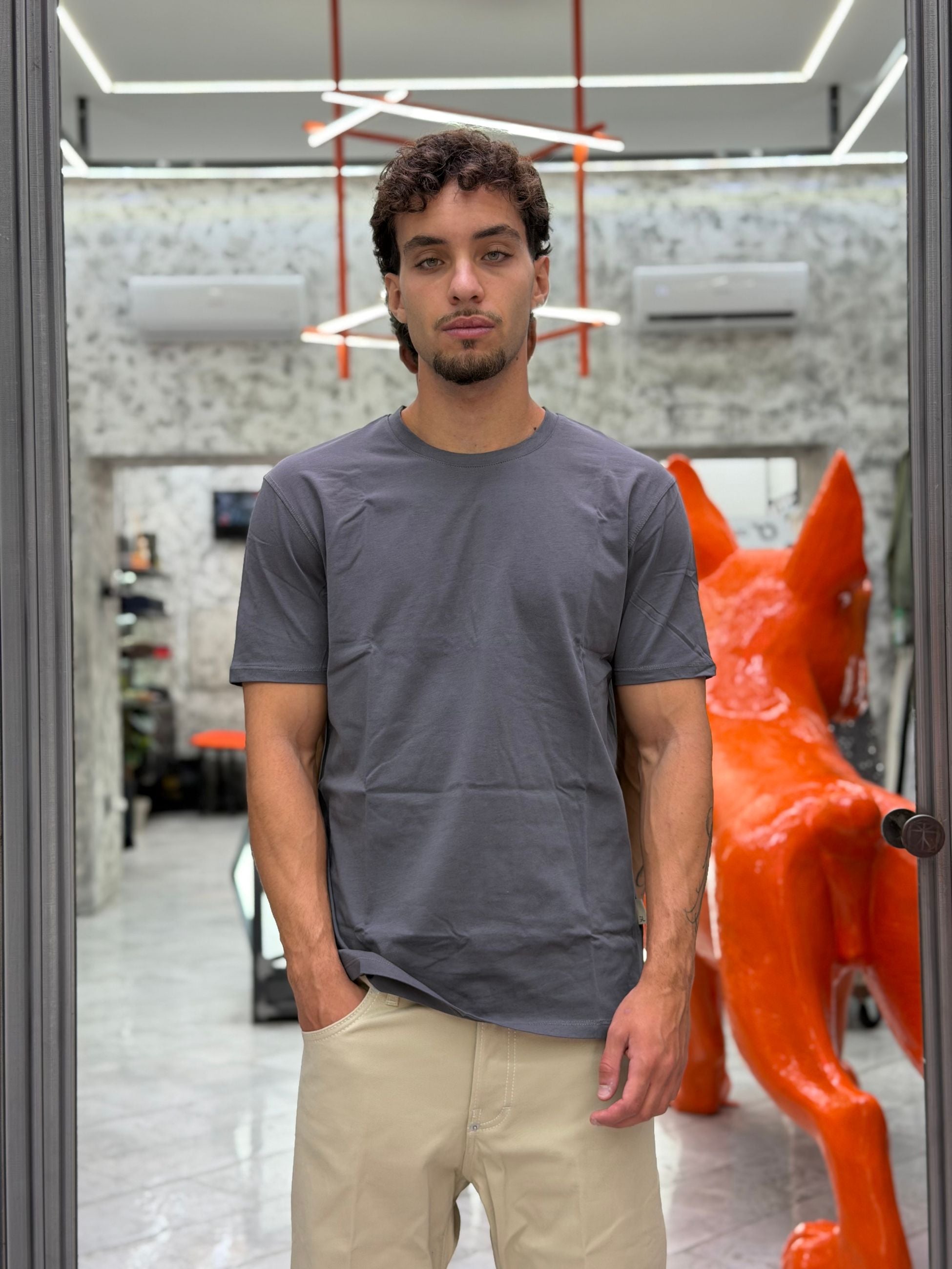 T-SHIRT BASIC IN 100% COTONE EXTRA FINE - REGULAR FIT GL1078F-F26.GREY