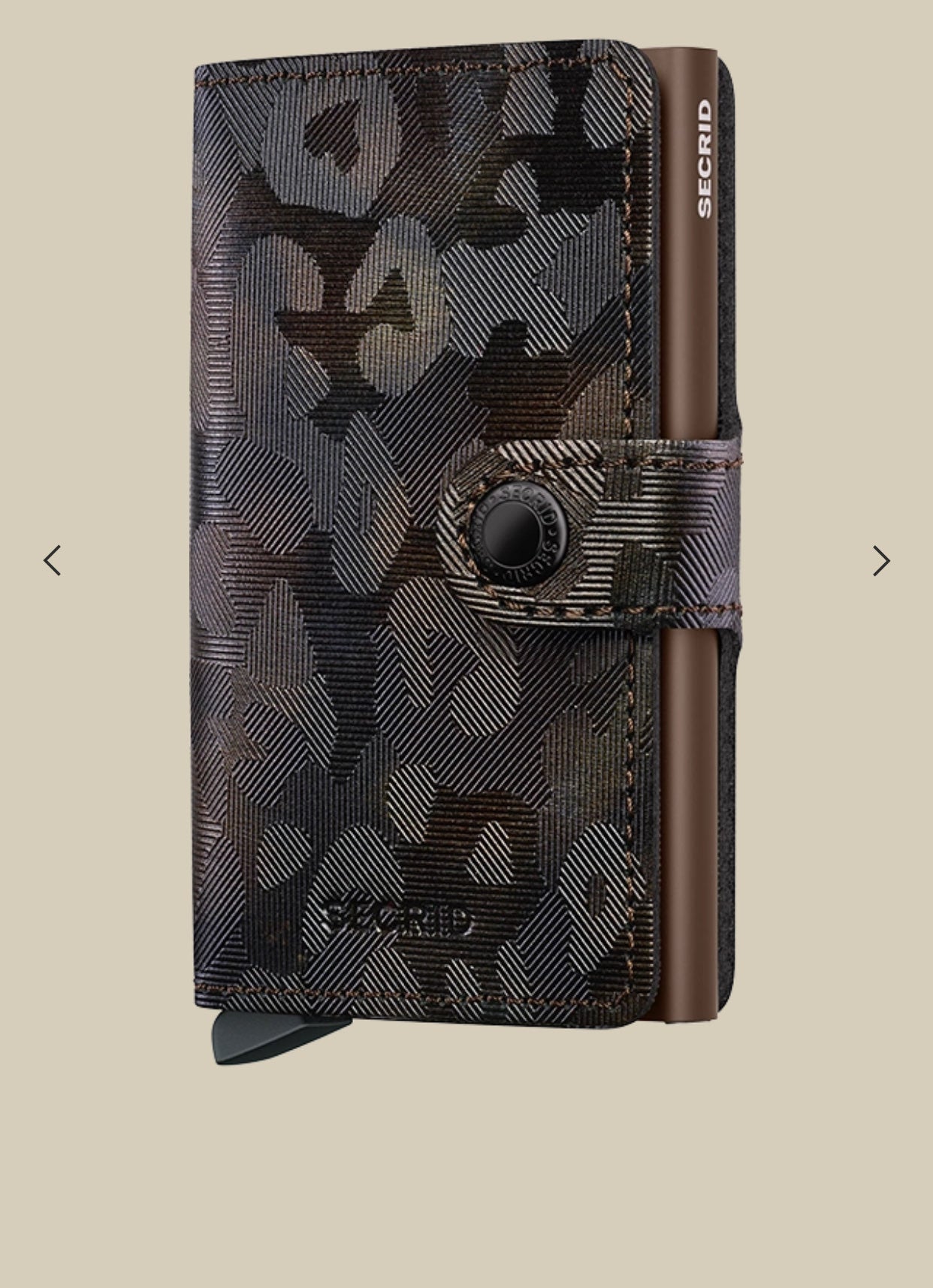 MINIWALLET PORTA CARTE E BANCONOTE IN PELLE CON RILIEVO MIMETICO MULTICOLORE MJU-BROWN