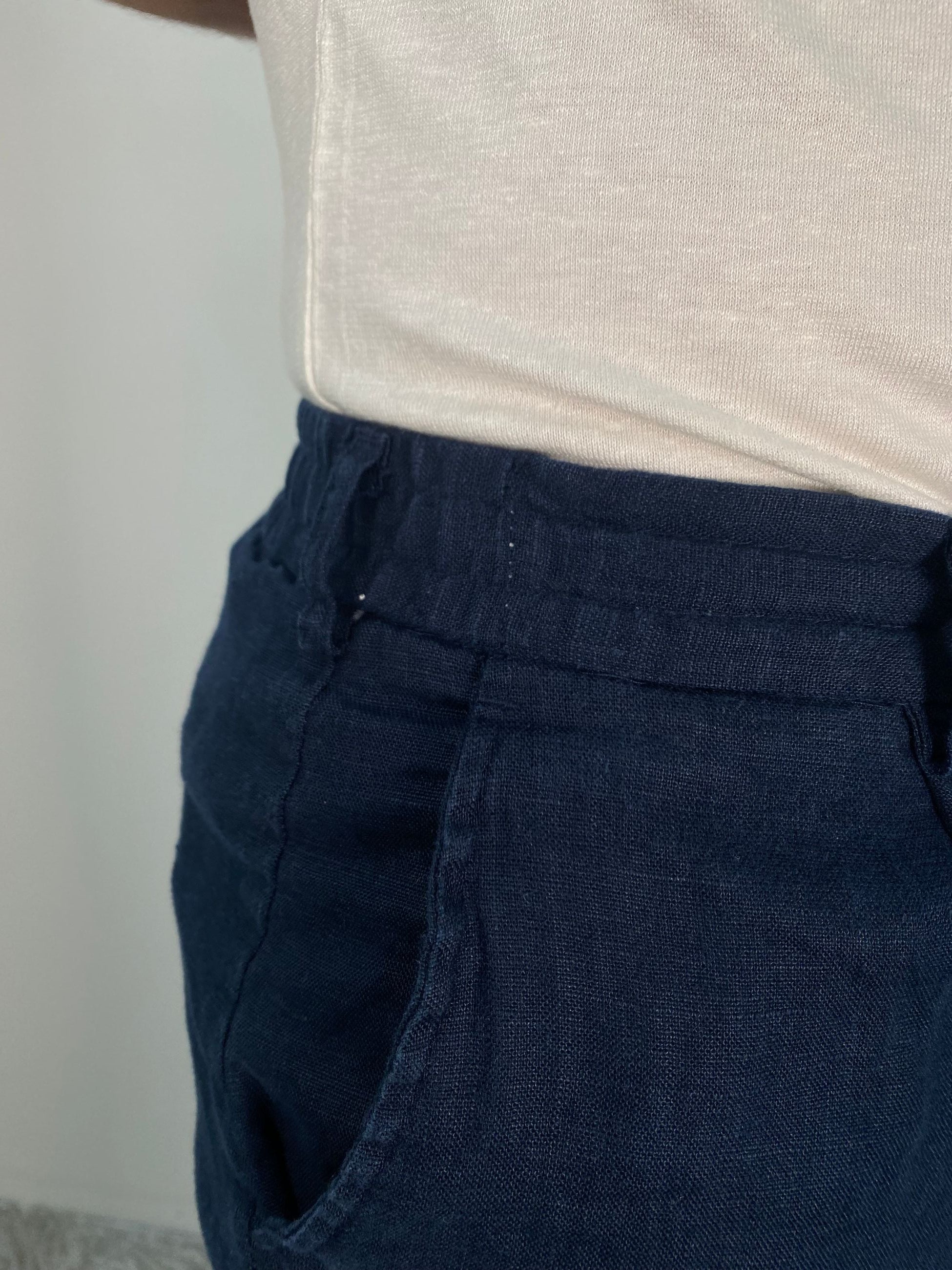 PANTALACCIO IN MISTO LINO/COTONE CON COULISSE - REGULAR FIT PSE1412SS.BLU