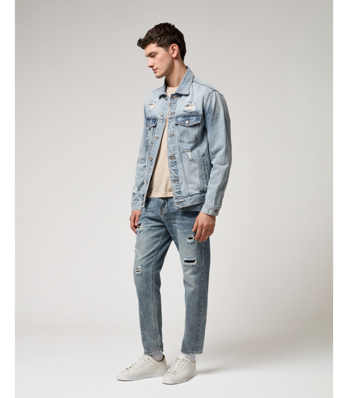 JEANS GRANT IN TELA FERMA CON MACRO ABRASIONI A TOPPA - CARROT FIT GL6339Q