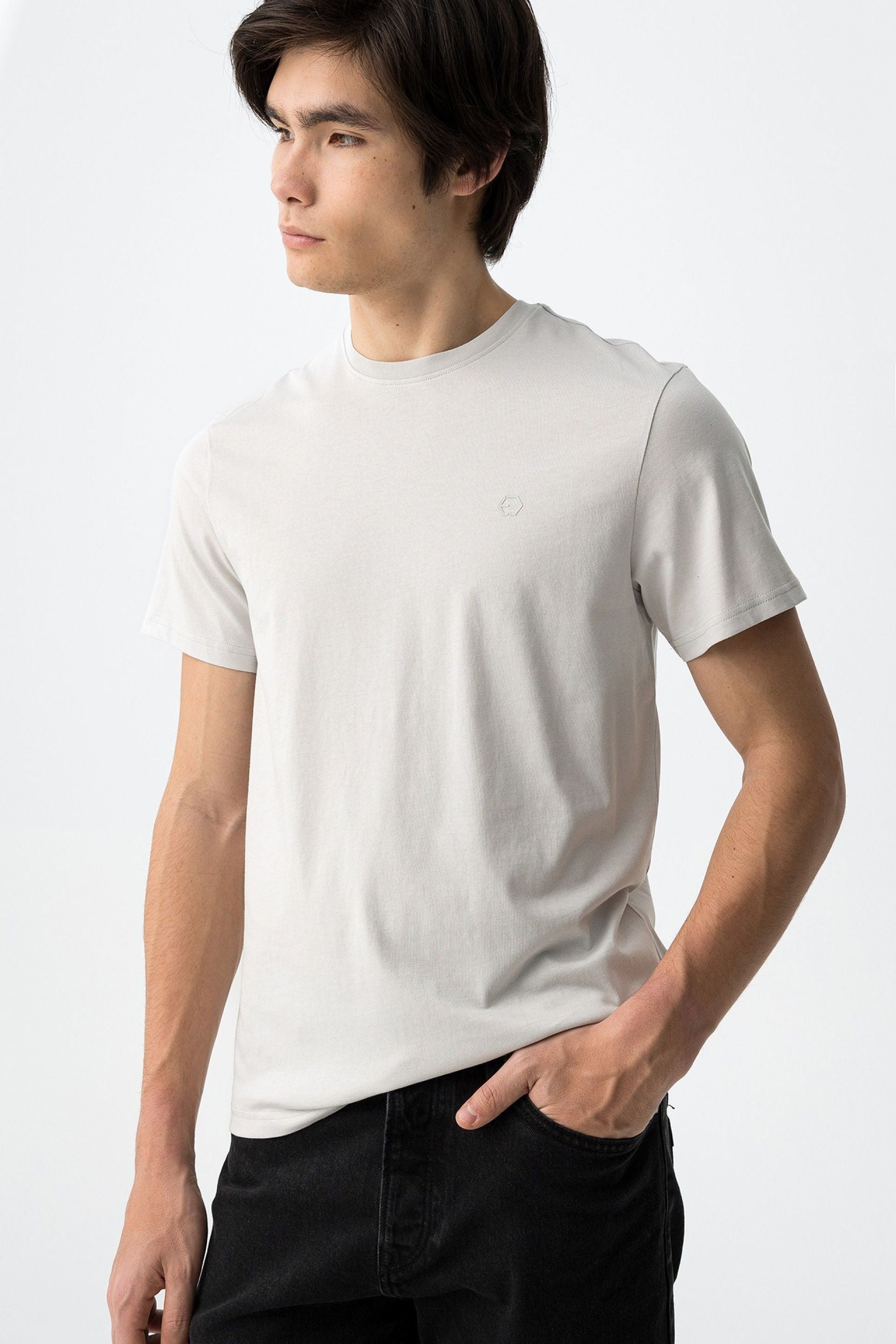 T-SHIRT BARTON BASIC IN 100% COTONE CON LOGO LATO CUORE - REGULAR FIT 10048304.GHI