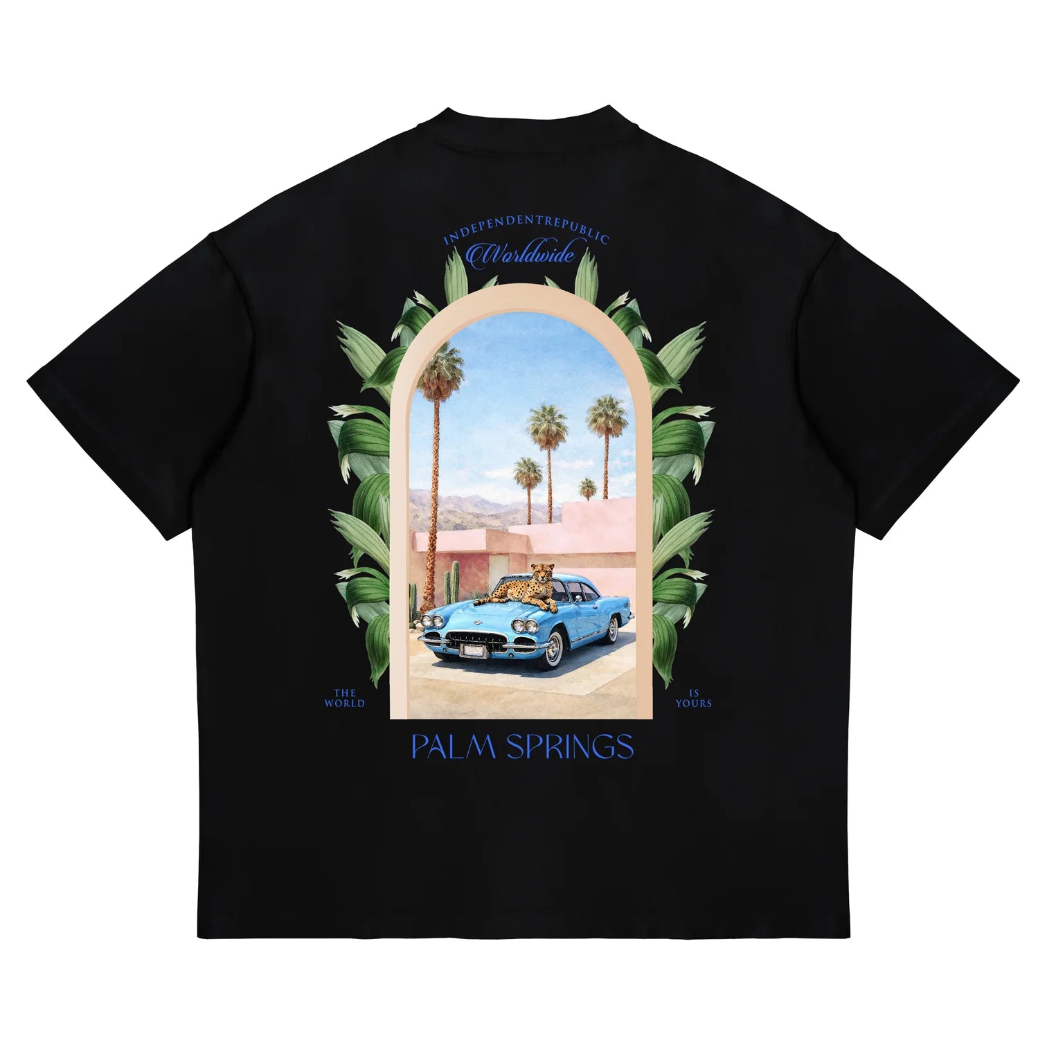 T-SHIRT PALM SPRINGS BOXY/CROPPED FIT CON STAMPA SUL RETRO PALM.NER