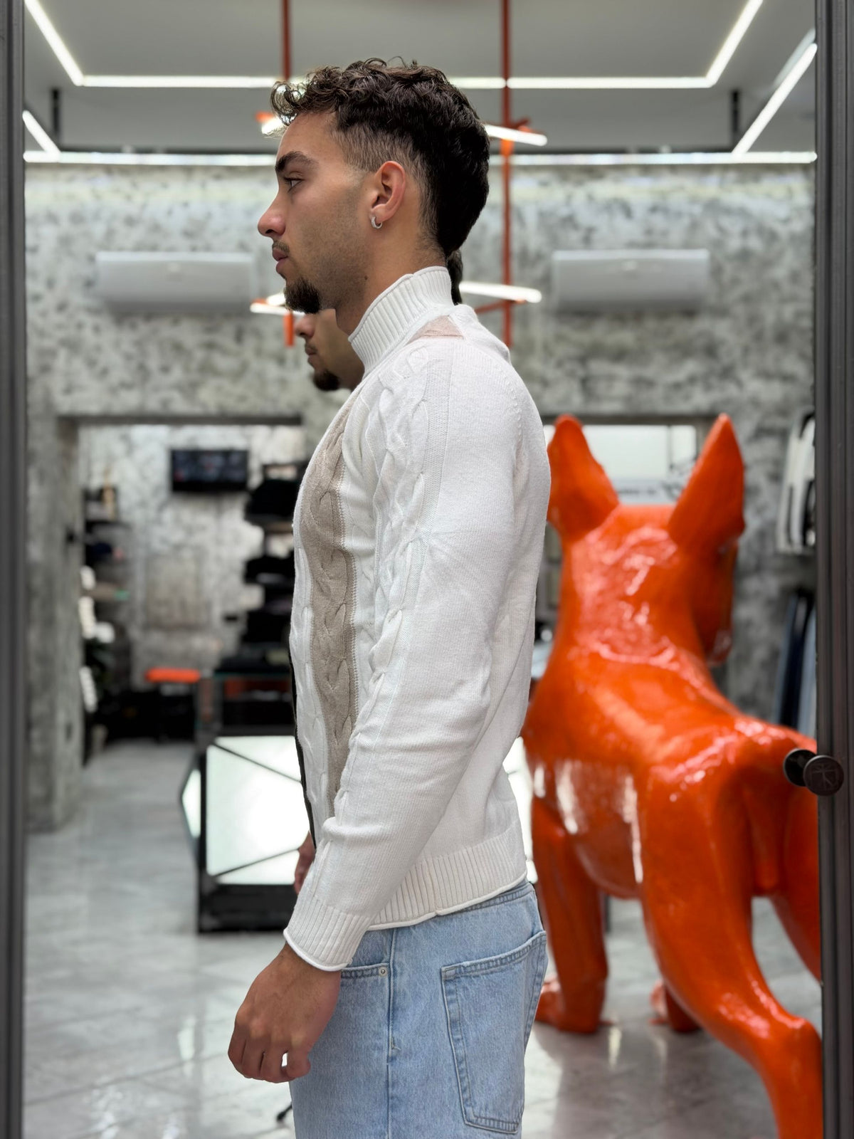 MAGLIA LUPETTO IN MORBIDA VISCOSA CON TRAMA TRECCE MULTICOLOR - REGULAR FIT MI3372SS.OFF