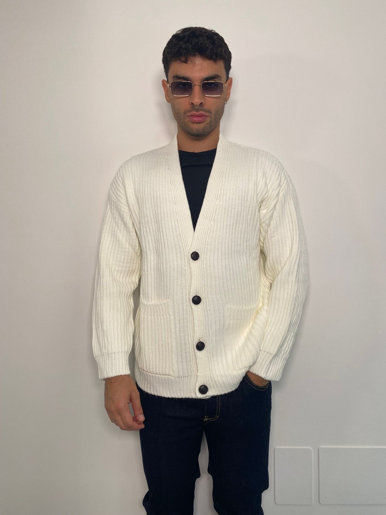 CARDIGAN IN MISTO LANA CON BOTTONI VINTAGE E TASCHE A TOPPA - REGULAR FIT