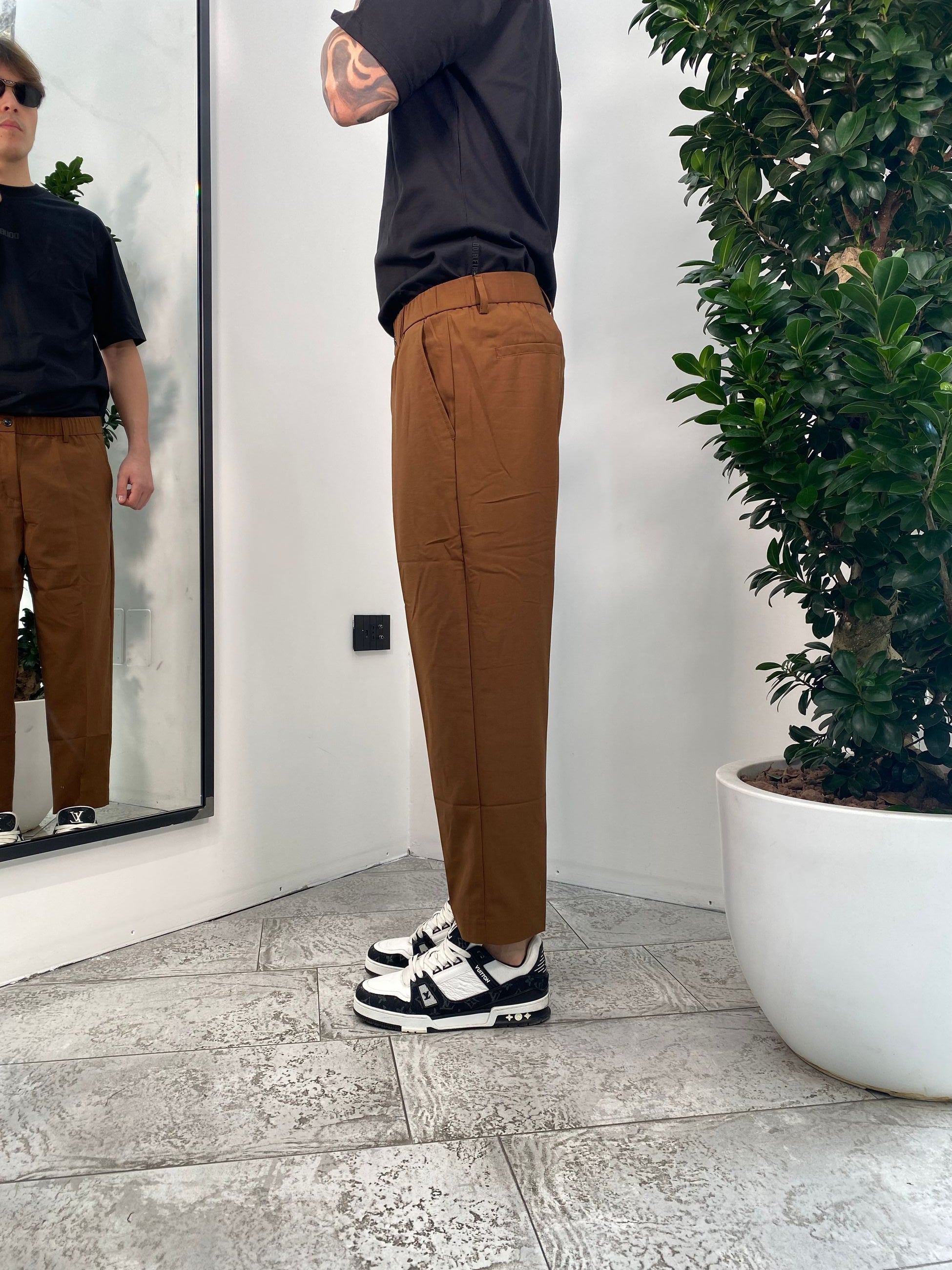 PANTALONE WIDE LEG CON TASCA AMERICA E PINCE LUNGA - COULISSE IN VITA - RELAXED FIT GLW019G-S25.TAB