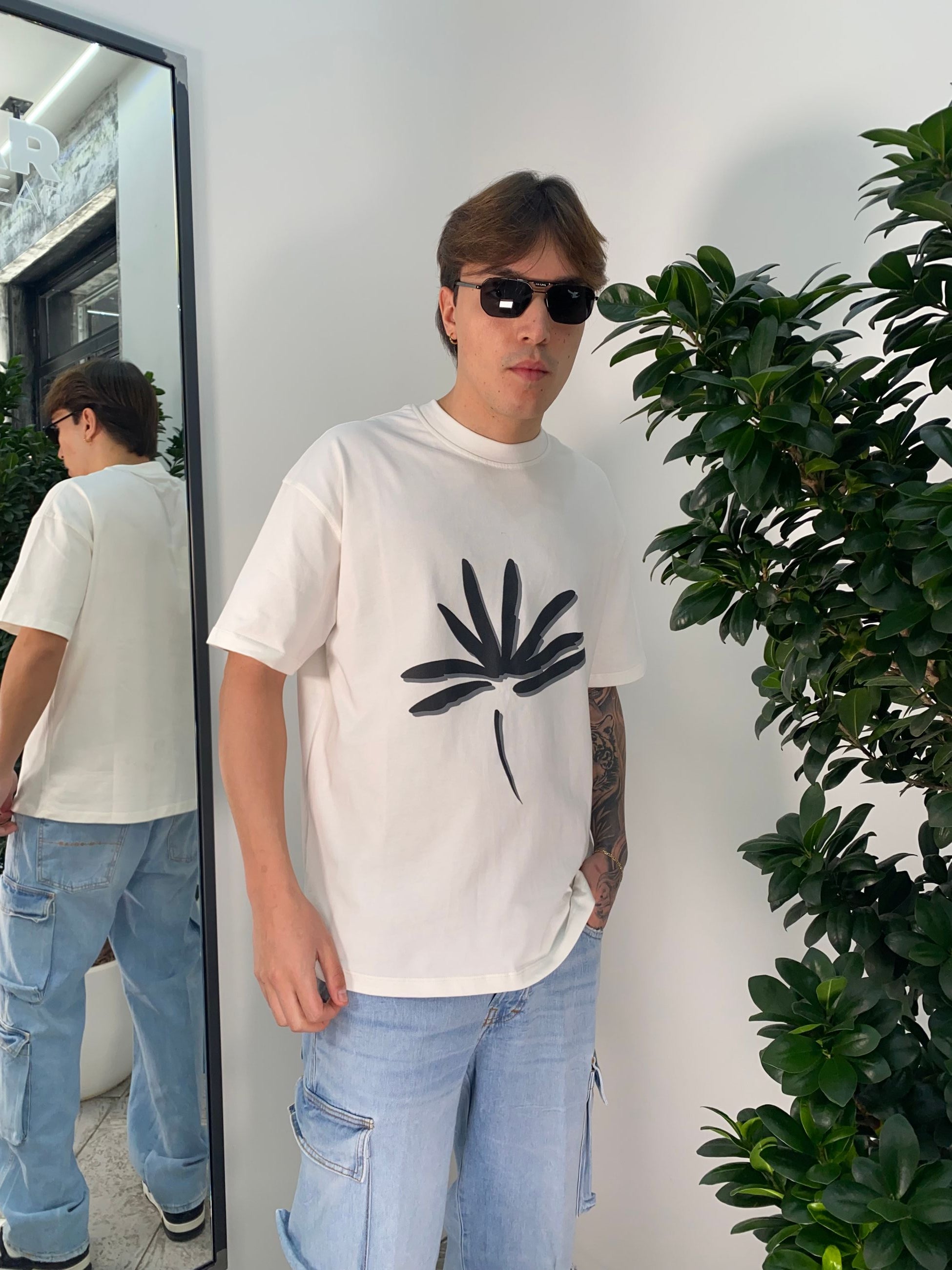T-SHIRT OVERSIZE CON STAMPA IN 100% COTONE TS3325.BIA