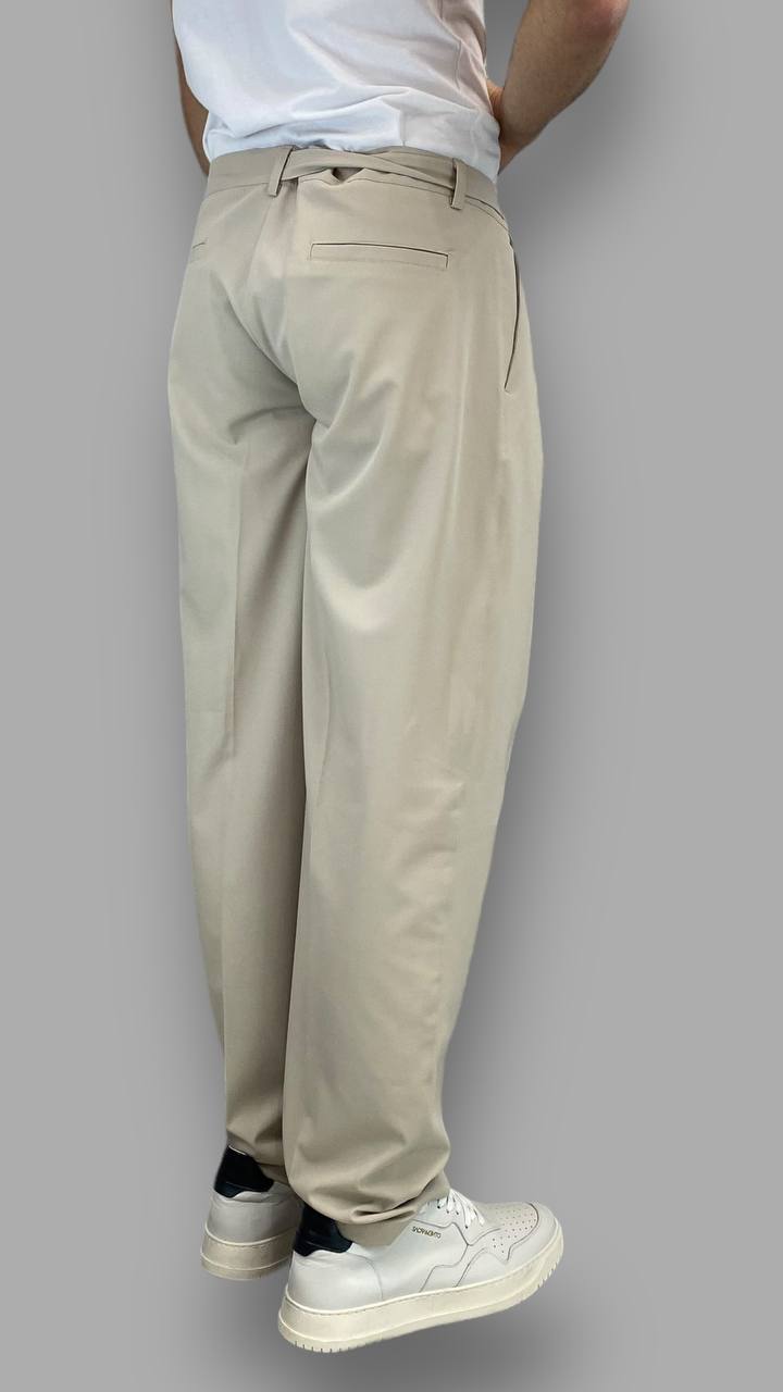 PANTALONE MORBIDO CON CINTURINO AD ANELLI - RELAXED FIT