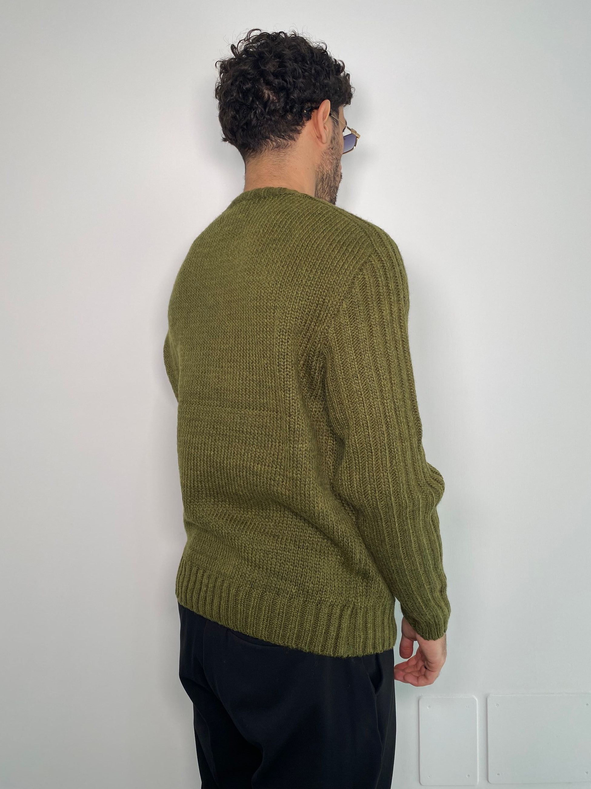MAGLIA GIROCOLLO TRAMA TRECCE CON RICAMI IN MISTO LANA - REGULAR FIT