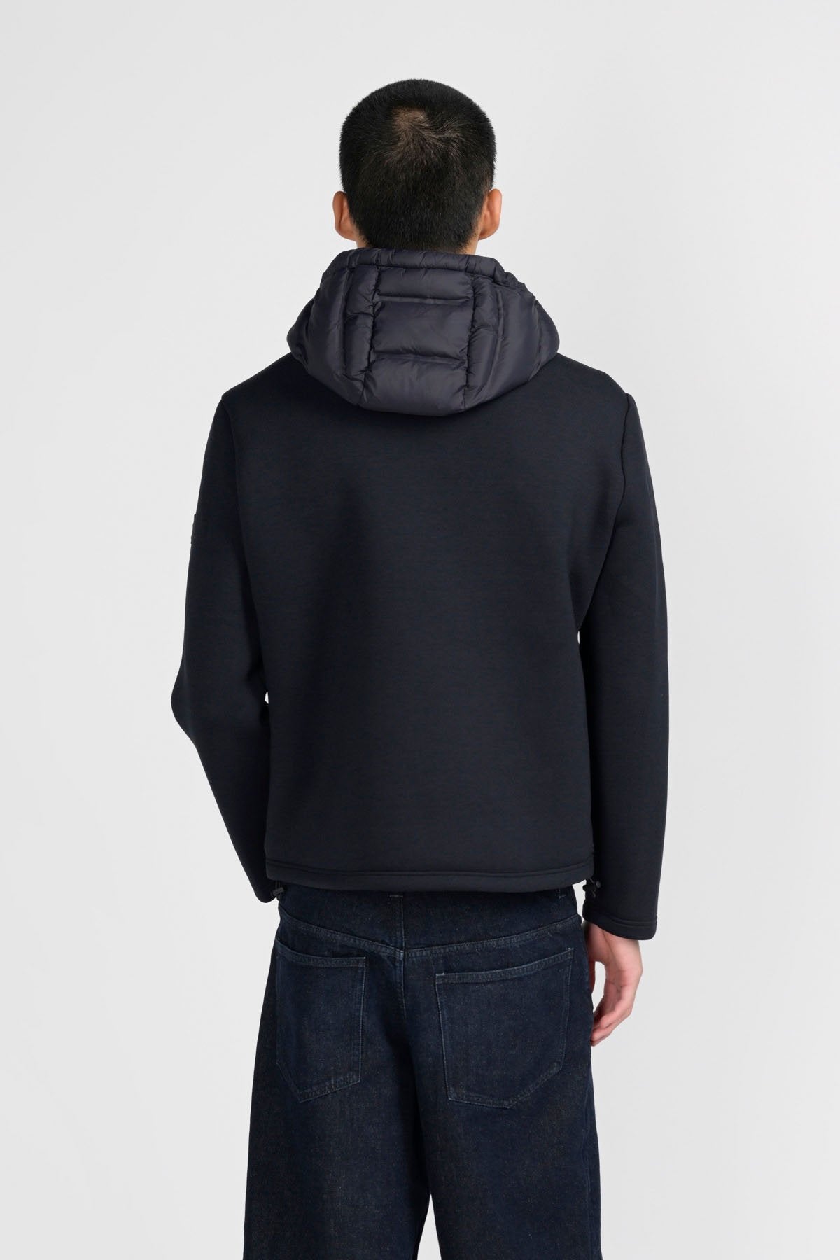 GIUBBINO GUNN CON CAPPUCCIO IN TESSUTO COMBINATO SCUBA-BONDED ELASTICIZZATO - COMFORT FIT CN.G225326.BLU