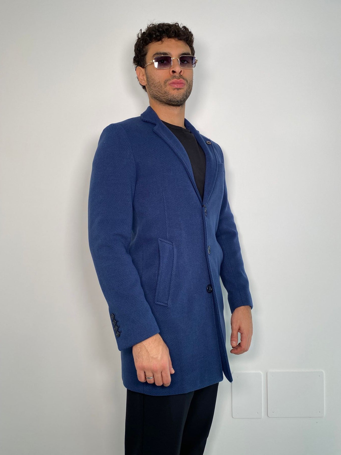 CAPPOTTO MONOPETTO 3 BOTTONI IN TESSUTO DIAGONALE - SLIM FIT