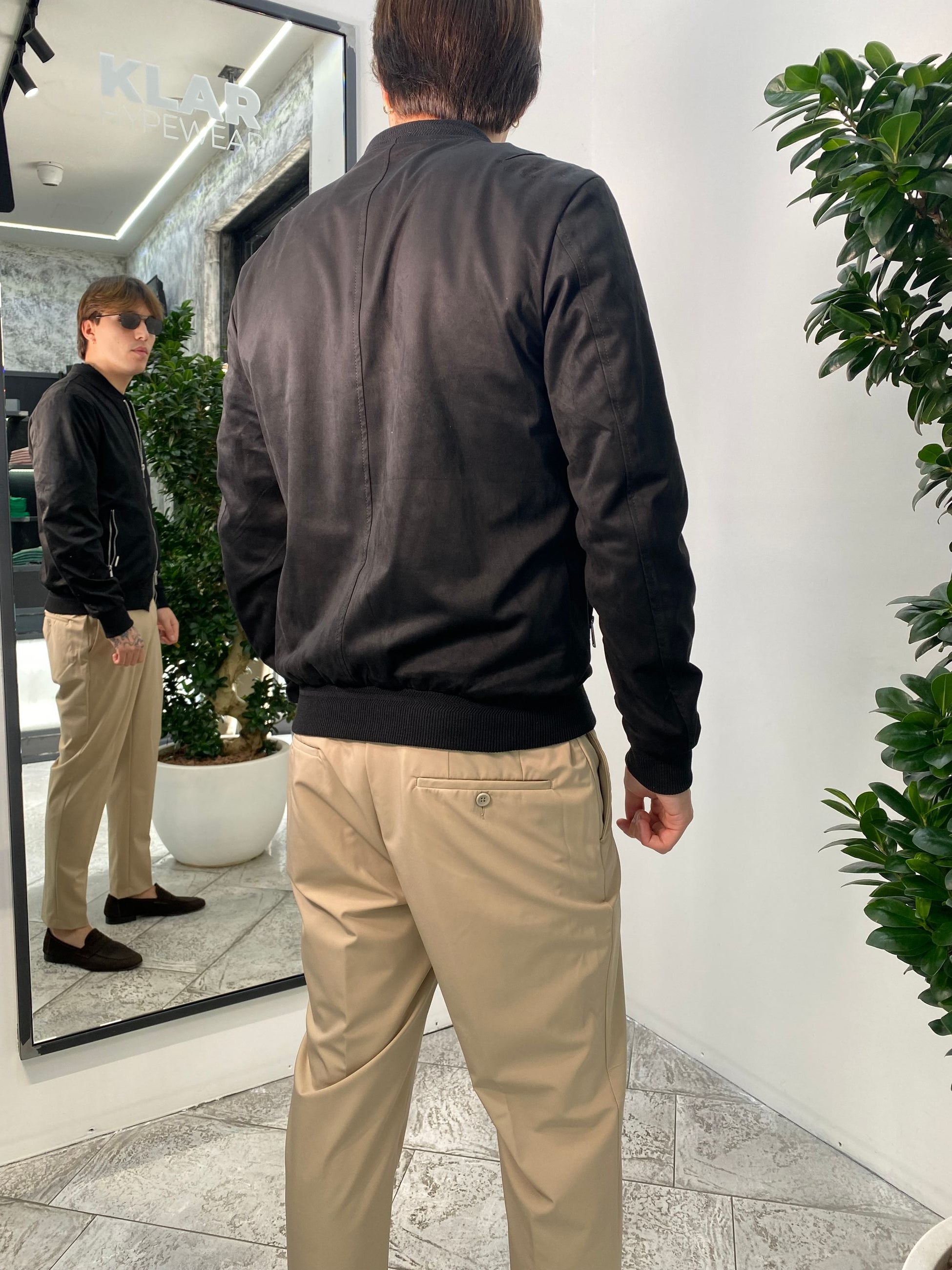 GIUBBINO COLLEGE IN ECOCAMOSCIO CON ELASTICO AL FONDO - REGULAR FIT GL9730-S25.NER