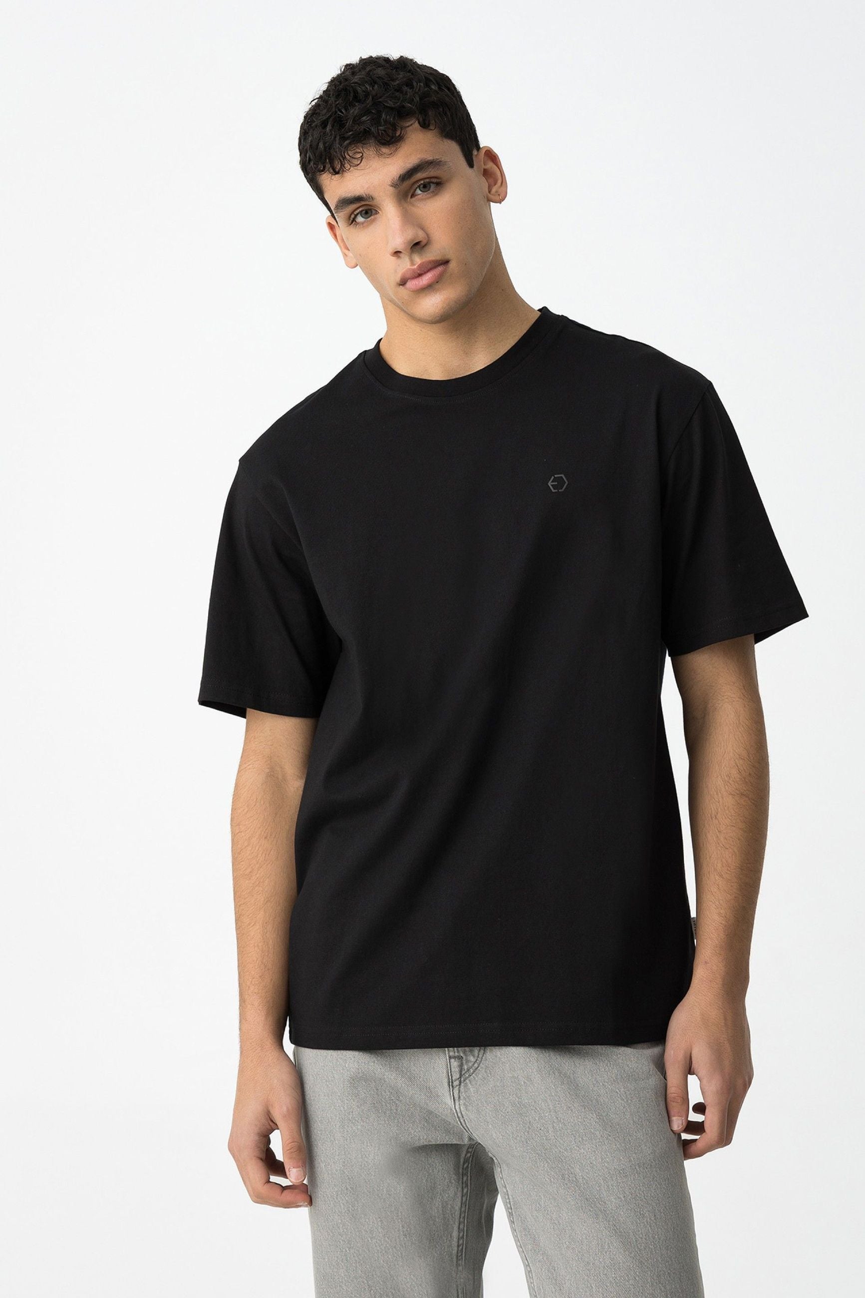 T-SHIRT JACK BASIC IN 100% COTONE CON LOGO LATO CUORE - RELAXED FIT 10059139.NER