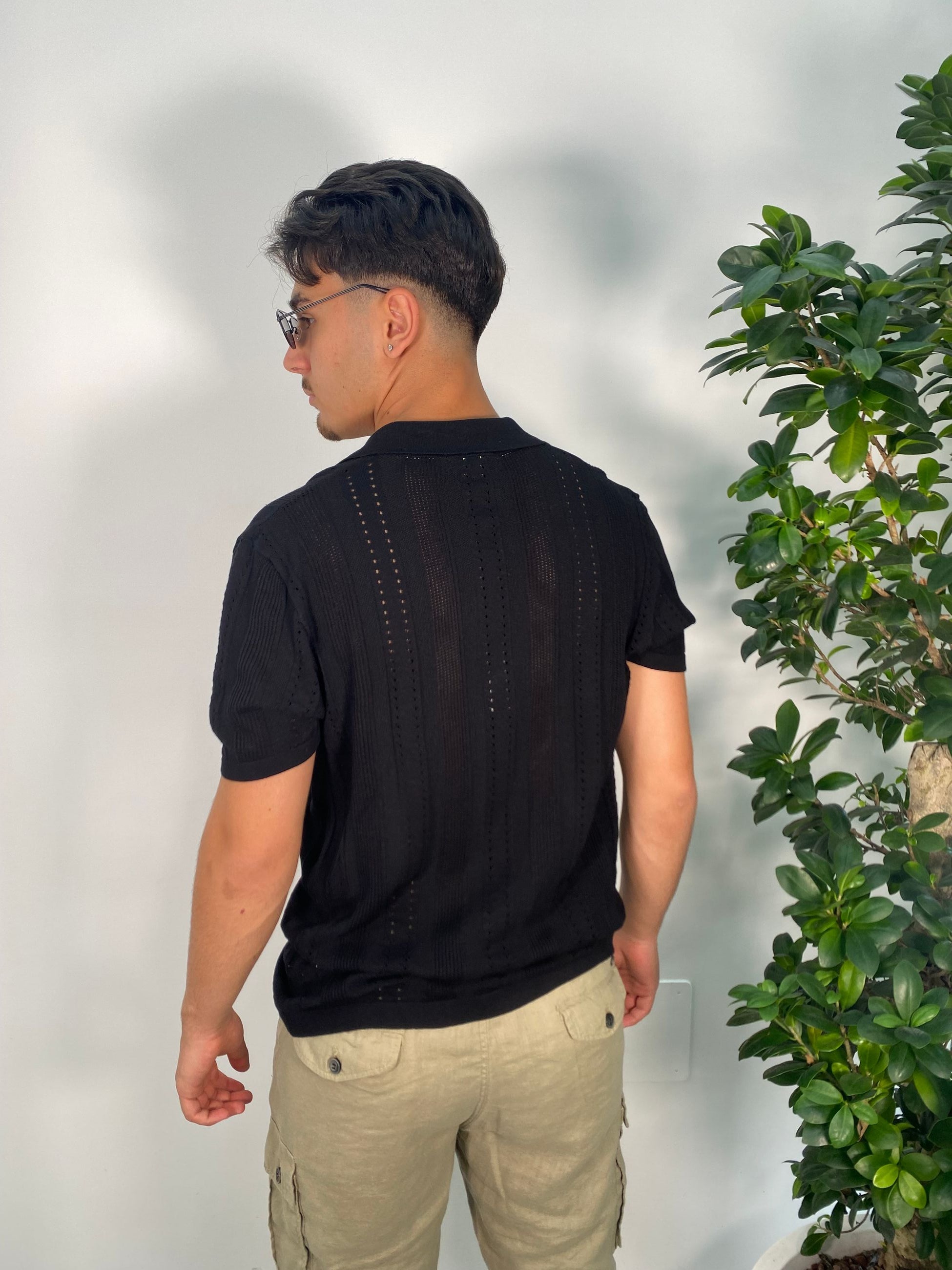 POLO/CAMICIA TRAFORATA MANICA CORTA SCOLLO BOWLING - REGULAR FIT GL33763-S25.NER